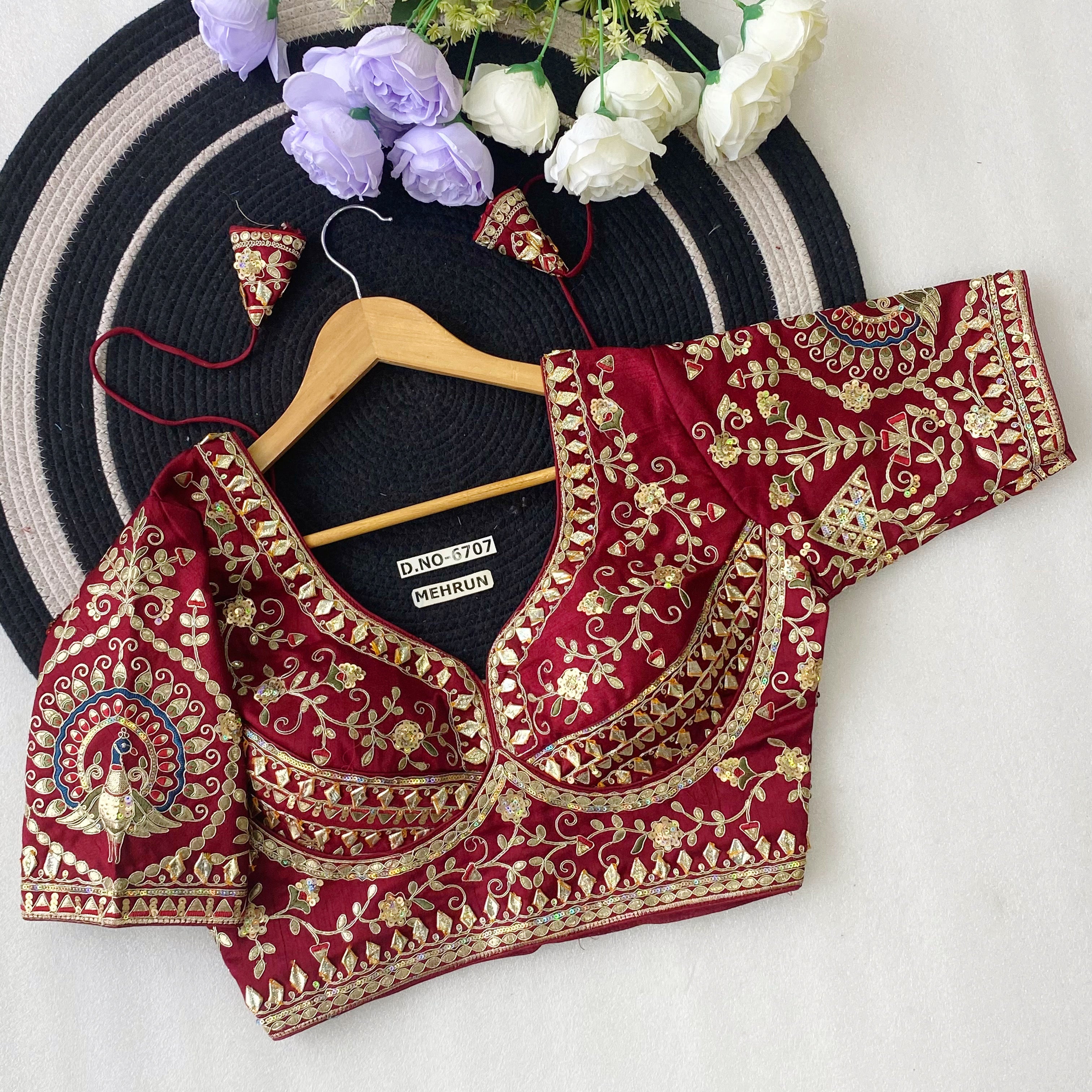 Gota Patti Italian Silk Blouse - Des- 6707 – Black – view 12