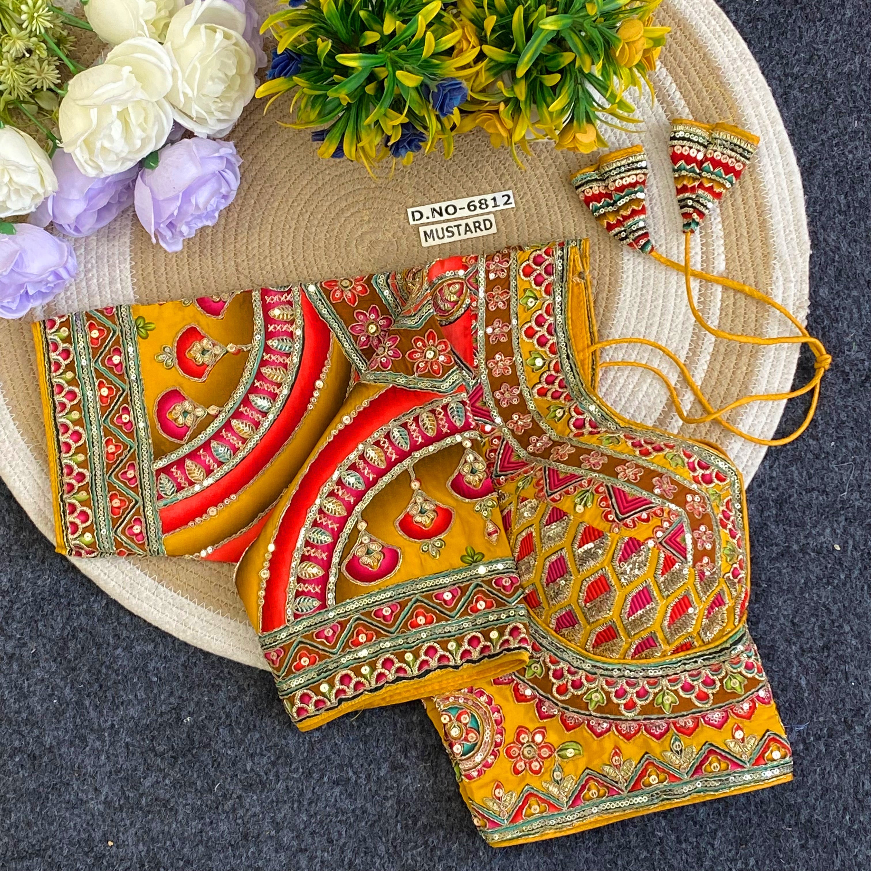 Navratri Sabyasachi Viscose Crepe Blouse - Des- 6812 – Botte Green – view 5