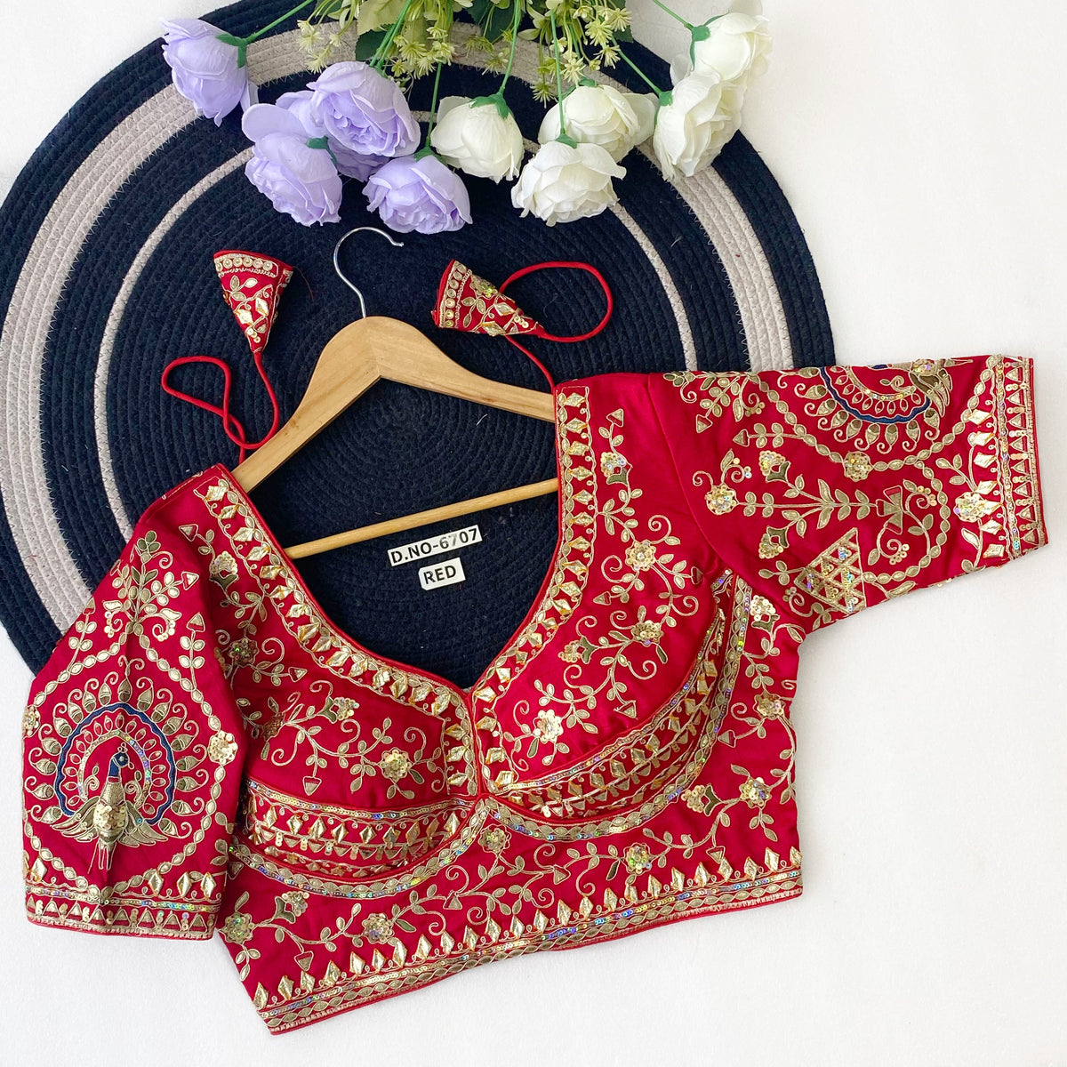 Gota Patti Italian Silk Blouse - Des- 6707 – Chiku – view 5
