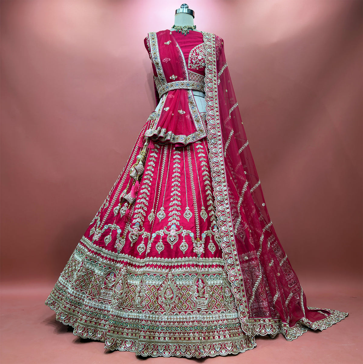 The Utsav Edit: Cherry Heritage Lehenga Ensemble IV – Cherry – view 2