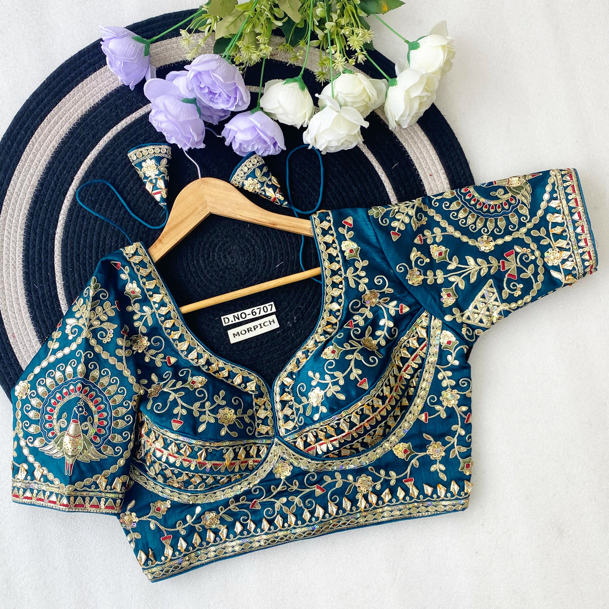 Gota Patti Italian Silk Blouse - Des- 6707 – Rani – view 8