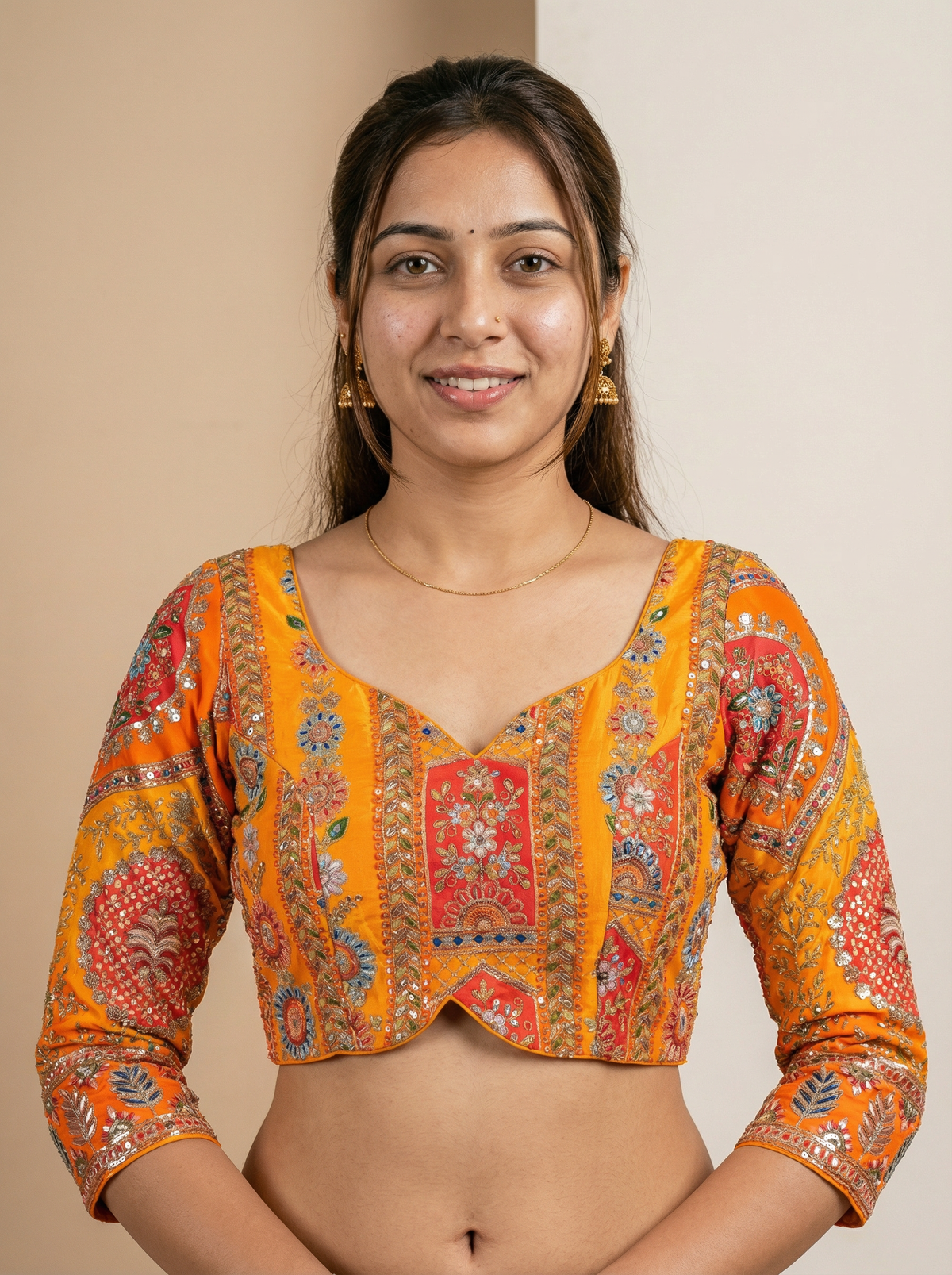Viscose Crepe Position Printed Blouse | Coding & Sequin Work Sweetheart Neck Designer Blouse - Des- 6319 – Rani – view 4