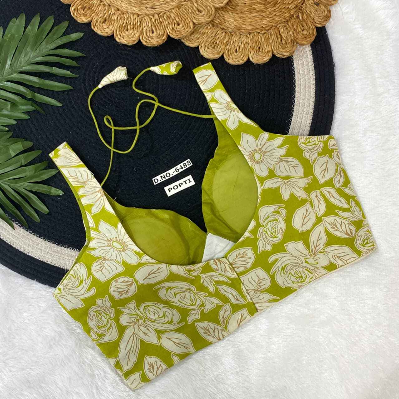 Khadi Cotton Designer Blouse - Des- 6488 – Yellow – view 2