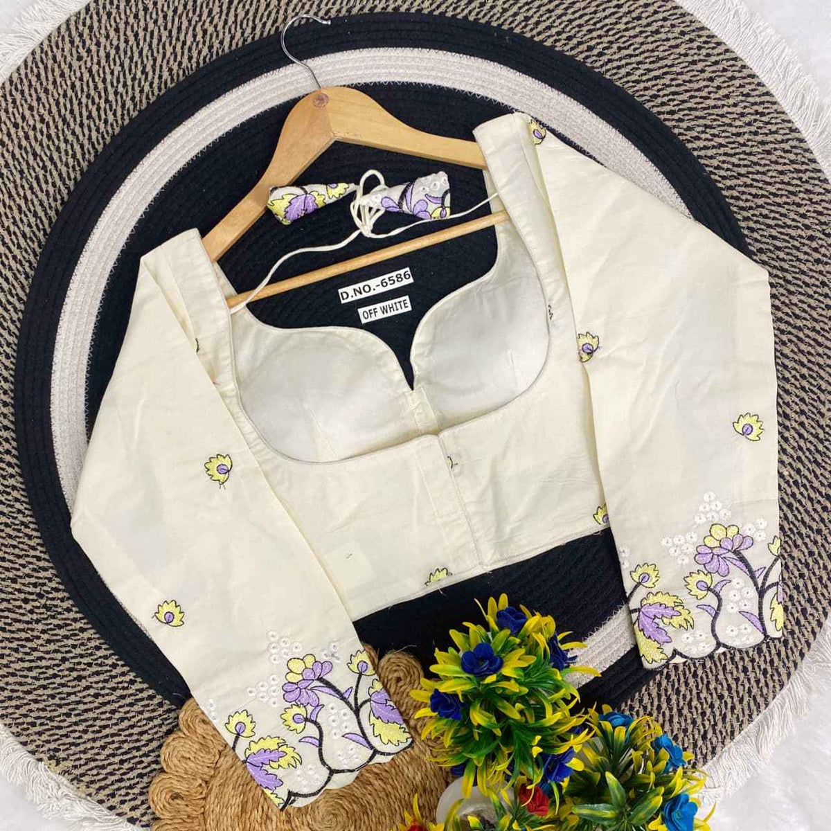 Khadi Embroidered Blouse - Des- 6586 – Purple – view 3