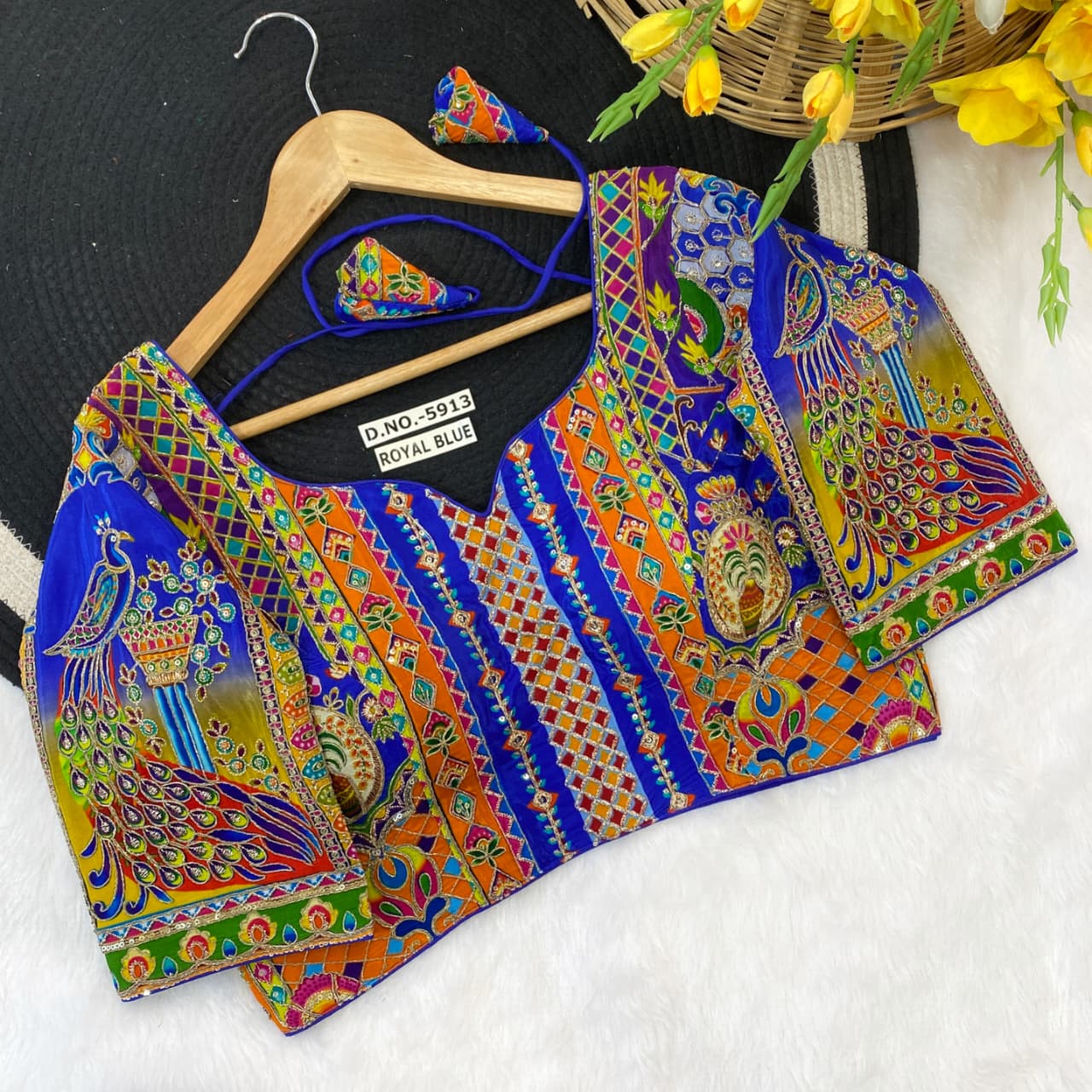 Navratri Viscose Position Print Blouse - Des- 5913 – Rose – view 11