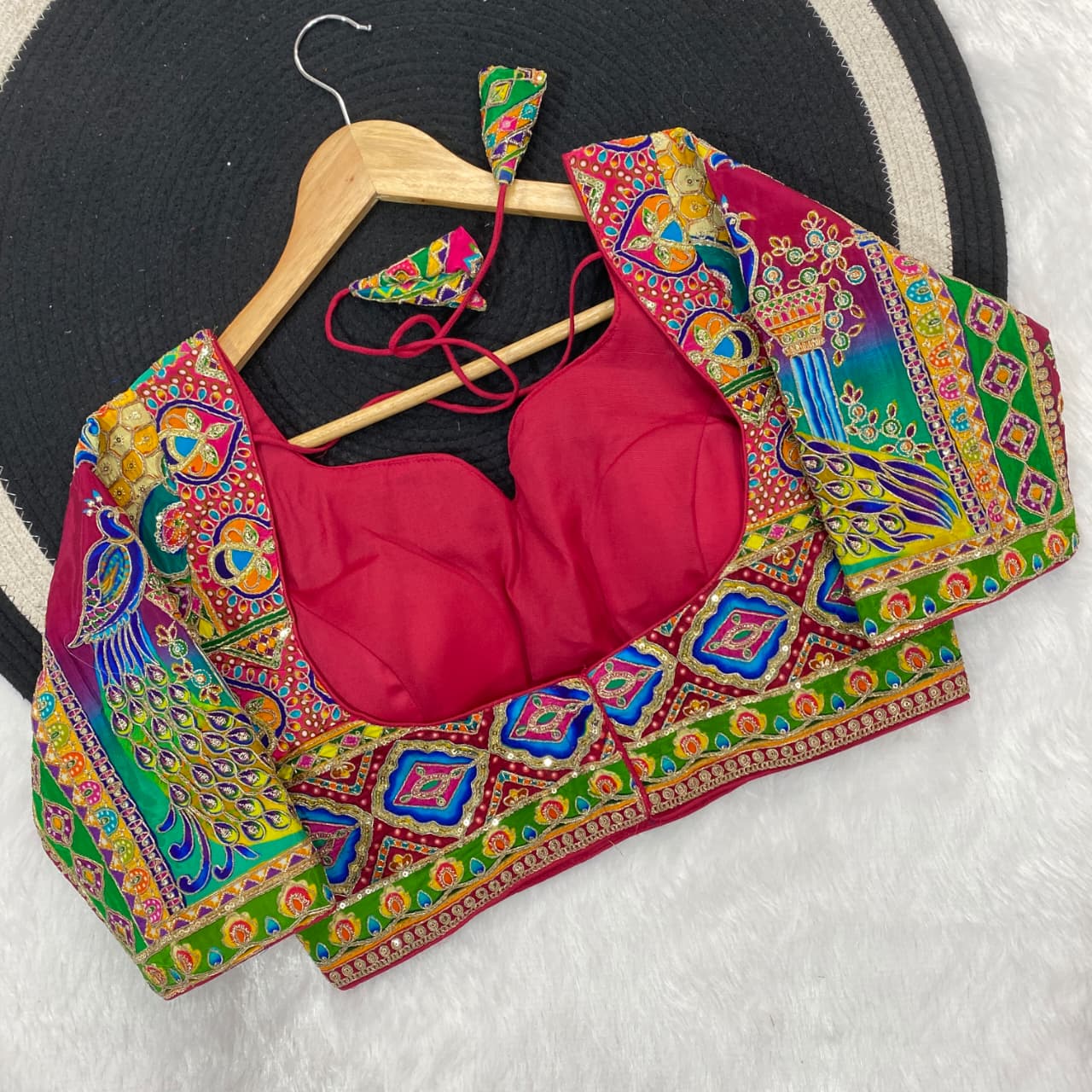 Navratri Viscose Position Print Blouse - Des- 5913 – Maroon – view 7