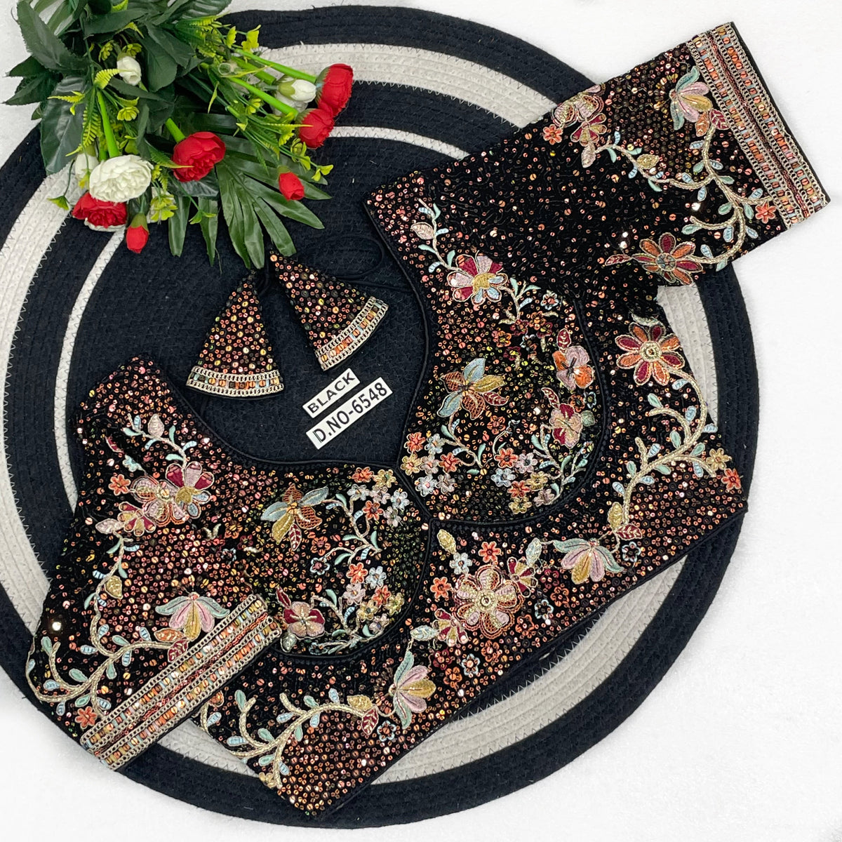 Fox Georgette Zari & Sequin Sweetheart Neck Blouse - Des- 6548 – Chiku – view 10
