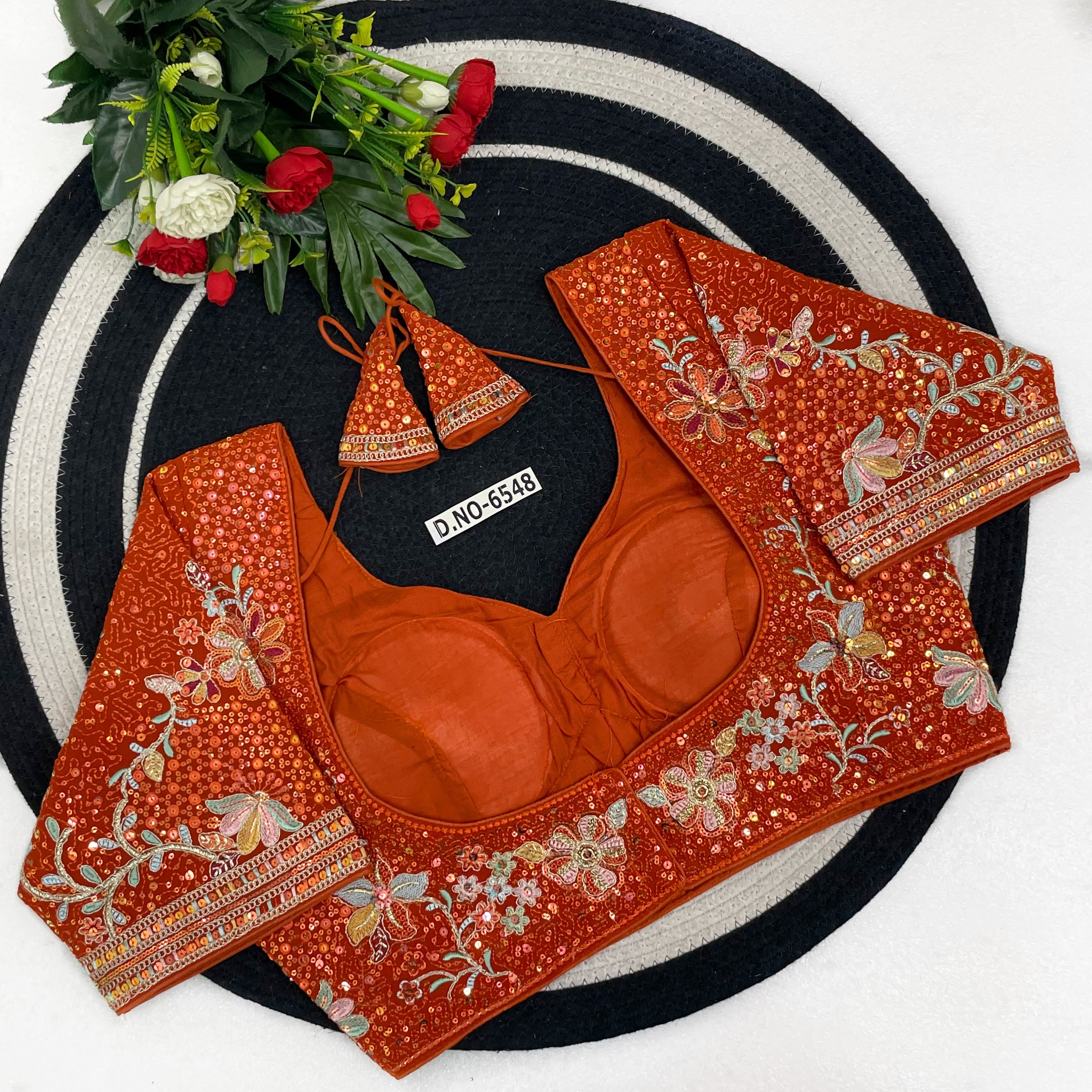 Fox Georgette Zari & Sequin Sweetheart Neck Blouse - Des- 6548 – Rani – view 2