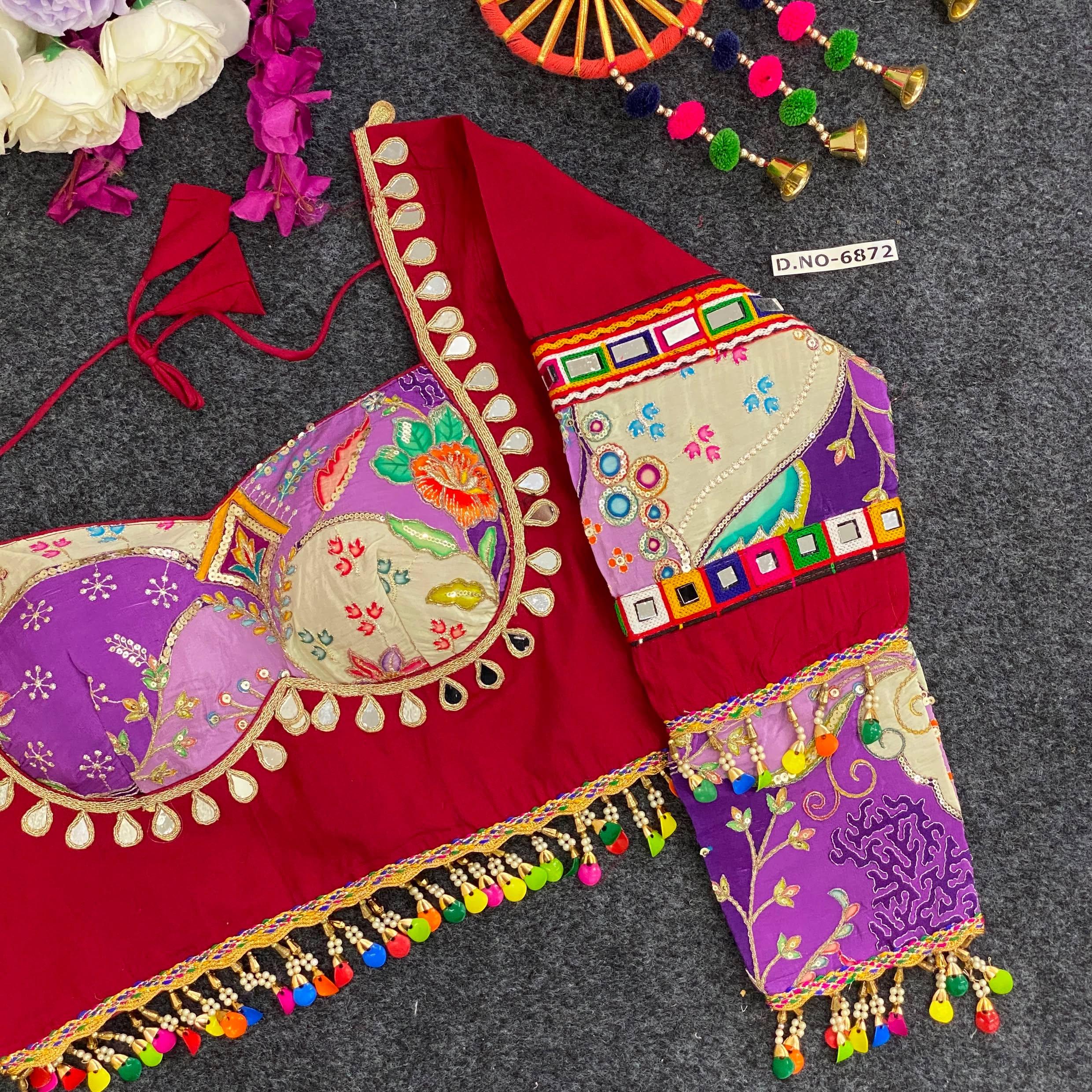 Navratri Masaba Pattern Full Sleeve Blouse - Des- 6872 – Maroon – view 1