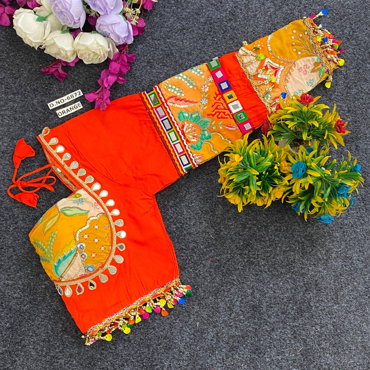 Navratri Masaba Pattern Full Sleeve Blouse - Des- 6872 – Royal Blue – view 8