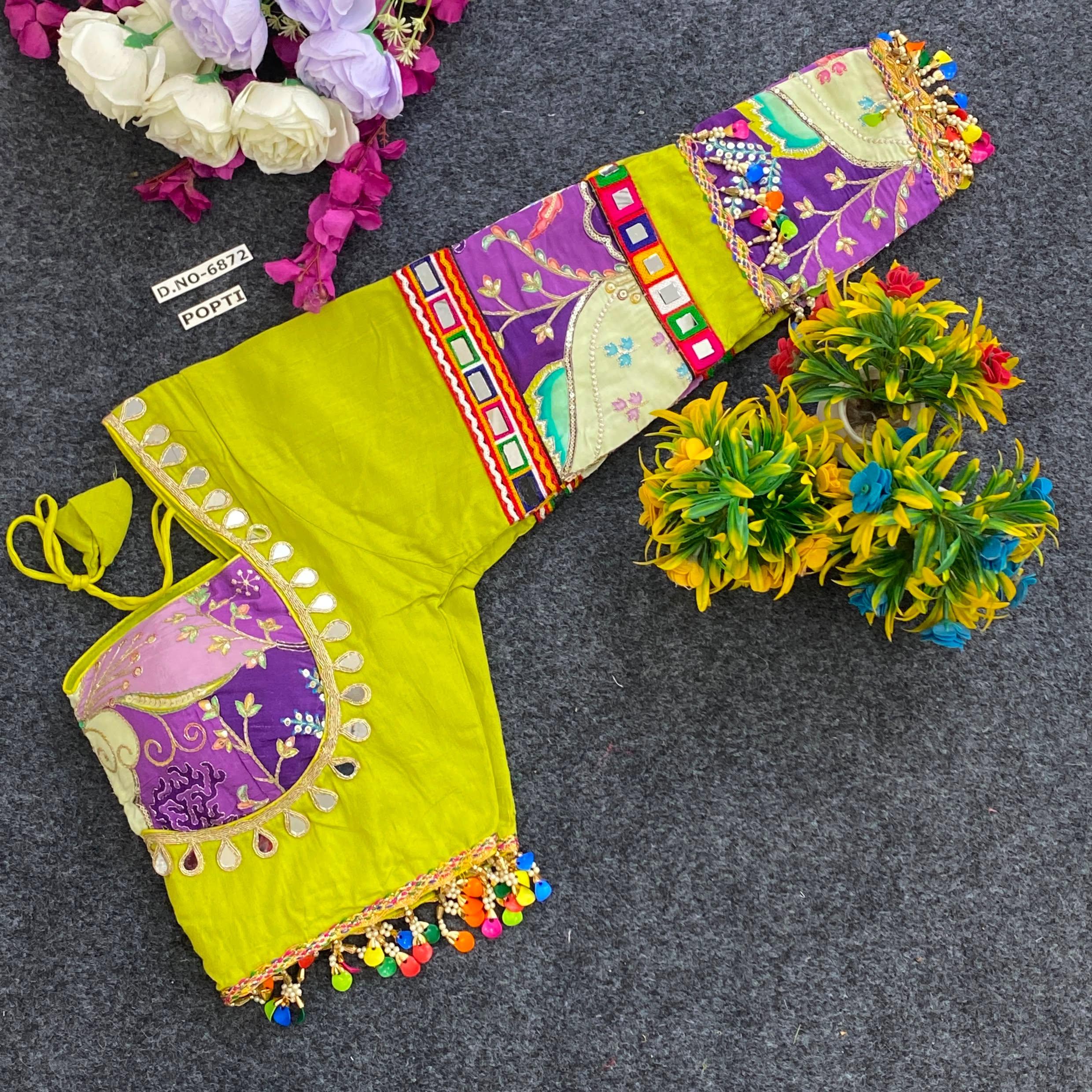 Navratri Masaba Pattern Full Sleeve Blouse - Des- 6872 – Mustard – view 10