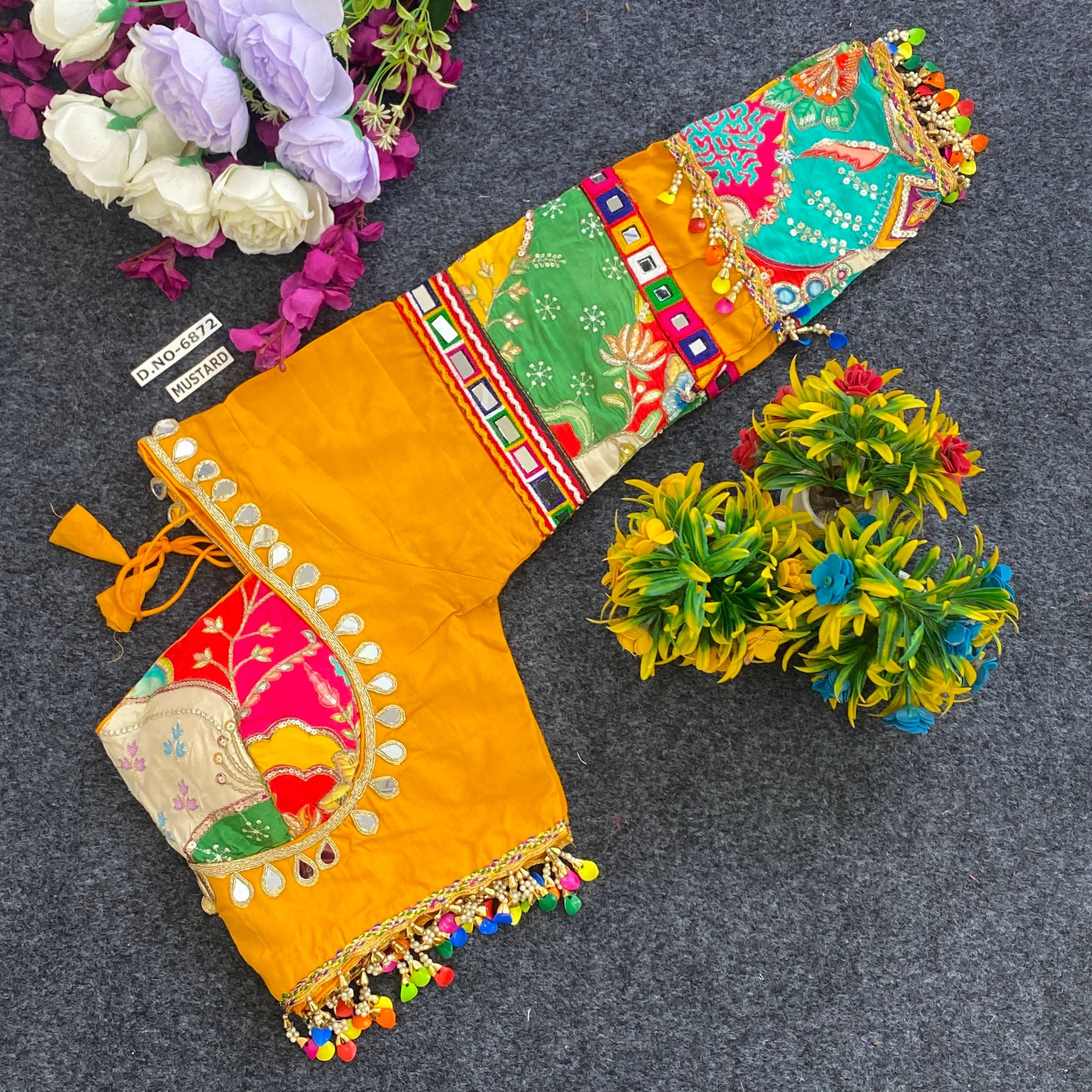 Navratri Masaba Pattern Full Sleeve Blouse - Des- 6872 – Botte Green – view 11
