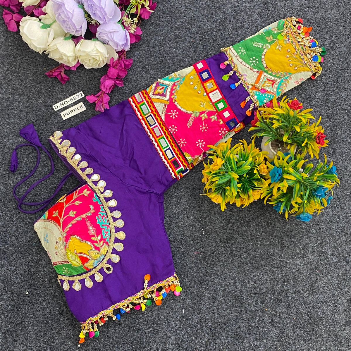 Navratri Masaba Pattern Full Sleeve Blouse - Des- 6872 – Maroon – view 13