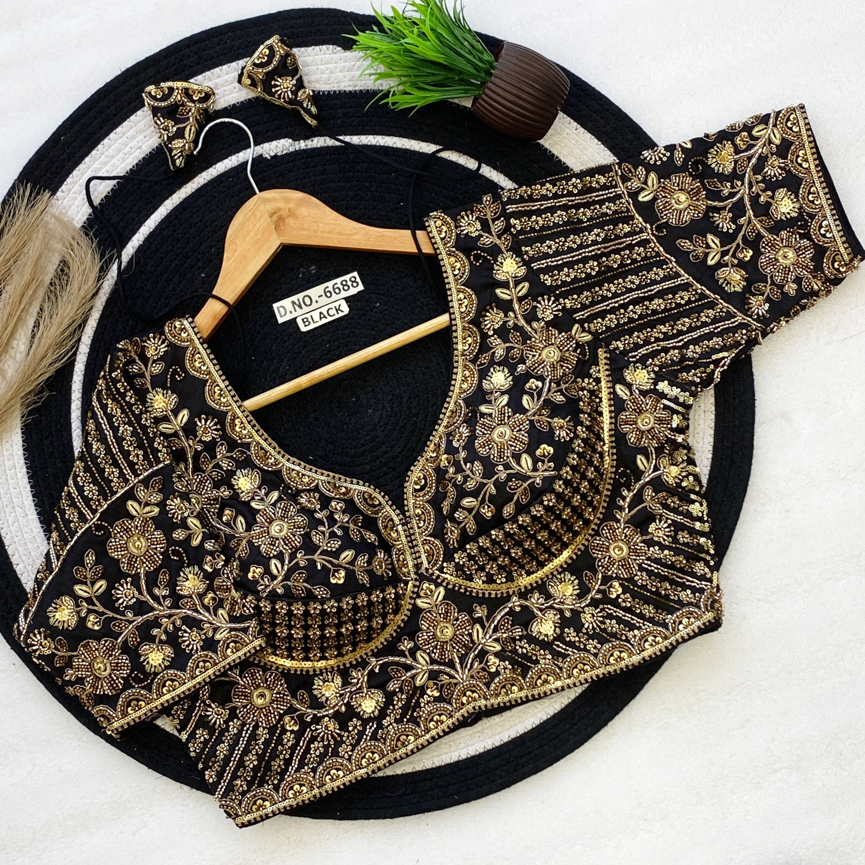 Sabyasachi Pattern Bridal Blouse - Heavy Handwork Italian Silk - Des- 6688 – Purple – view 7