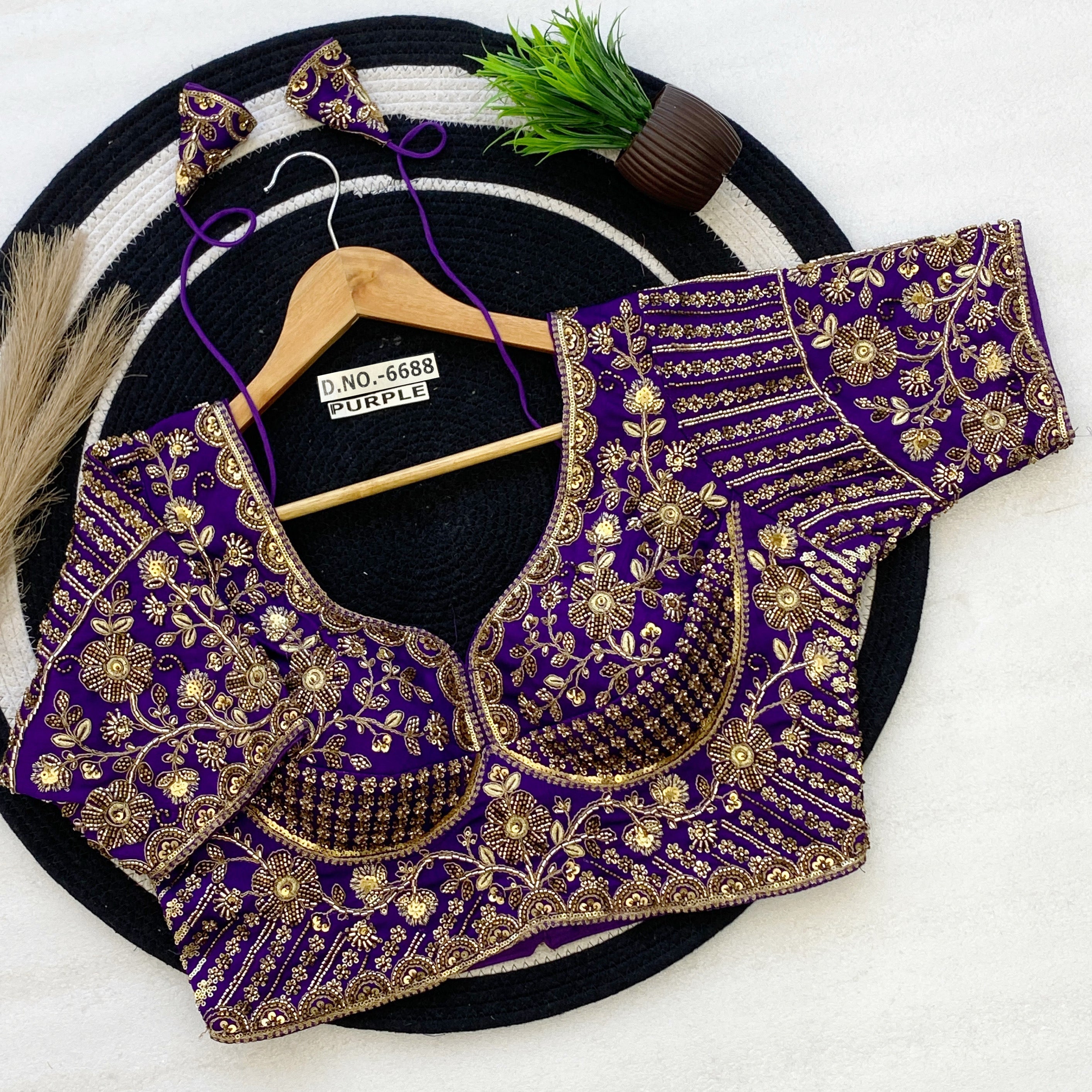 Sabyasachi Pattern Bridal Blouse - Heavy Handwork Italian Silk - Des- 6688 – Red – view 1