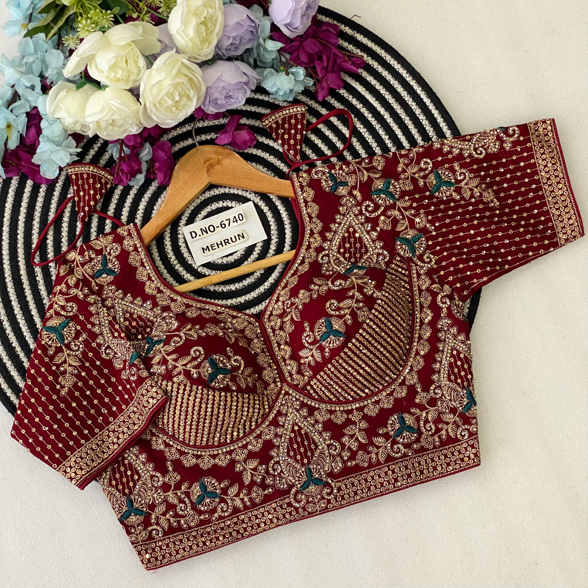 Diamond Work Fox Georgette Bridal Blouse - Des- 6740 – Rani – view 7