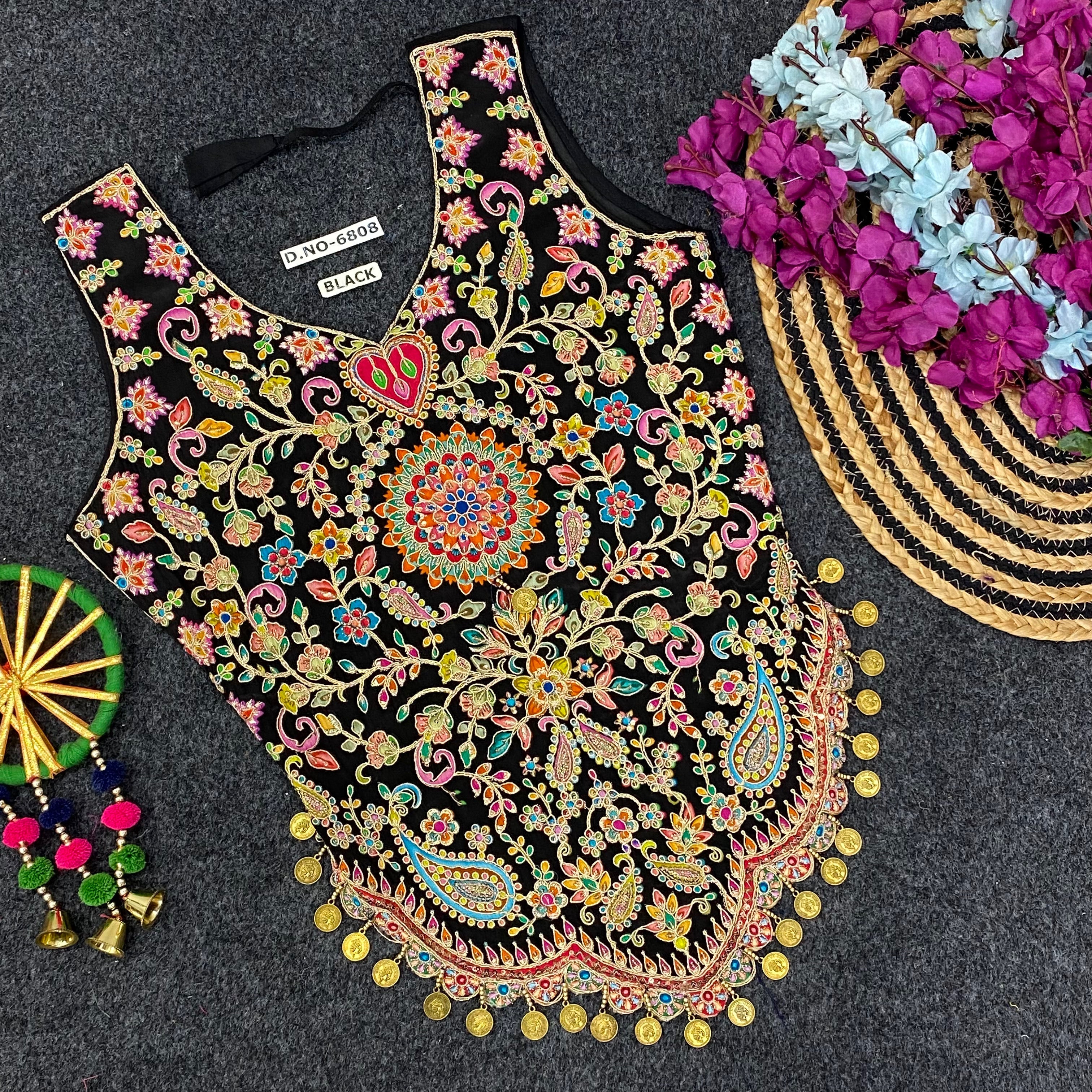 Navratri Kedia Position Print Coin Work Blouse - Des- 6808 – Purple – view 9