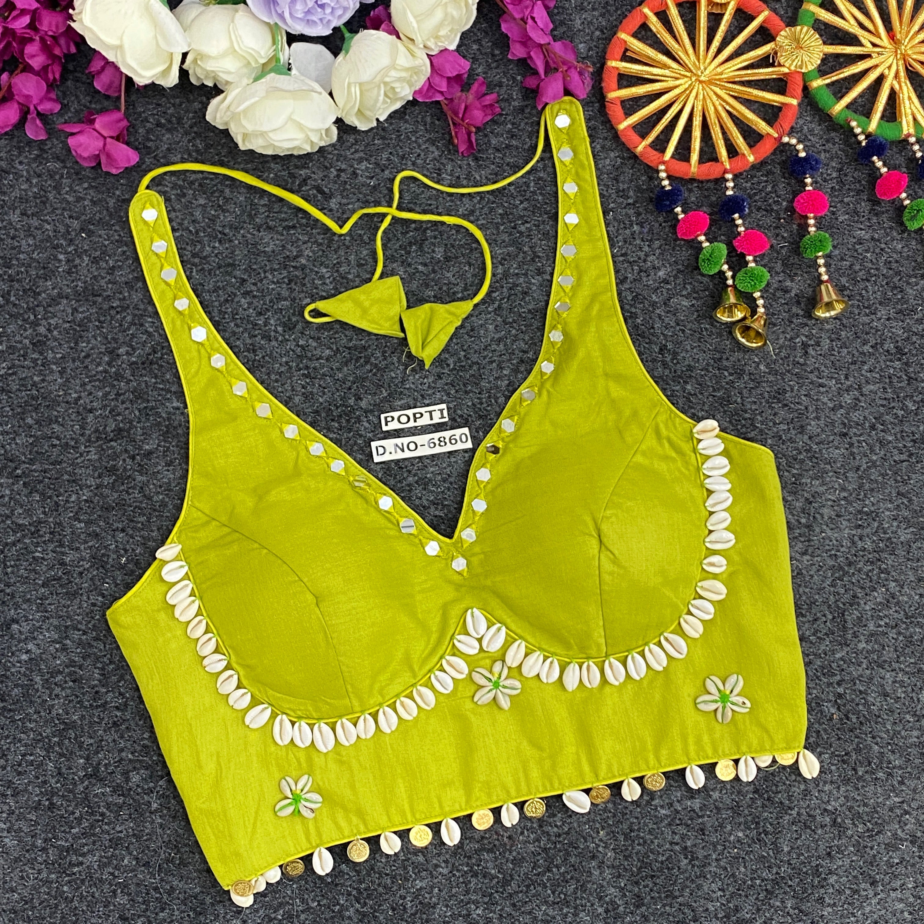 Navratri Stretchable Blouse - BL6860 – Orange – view 5