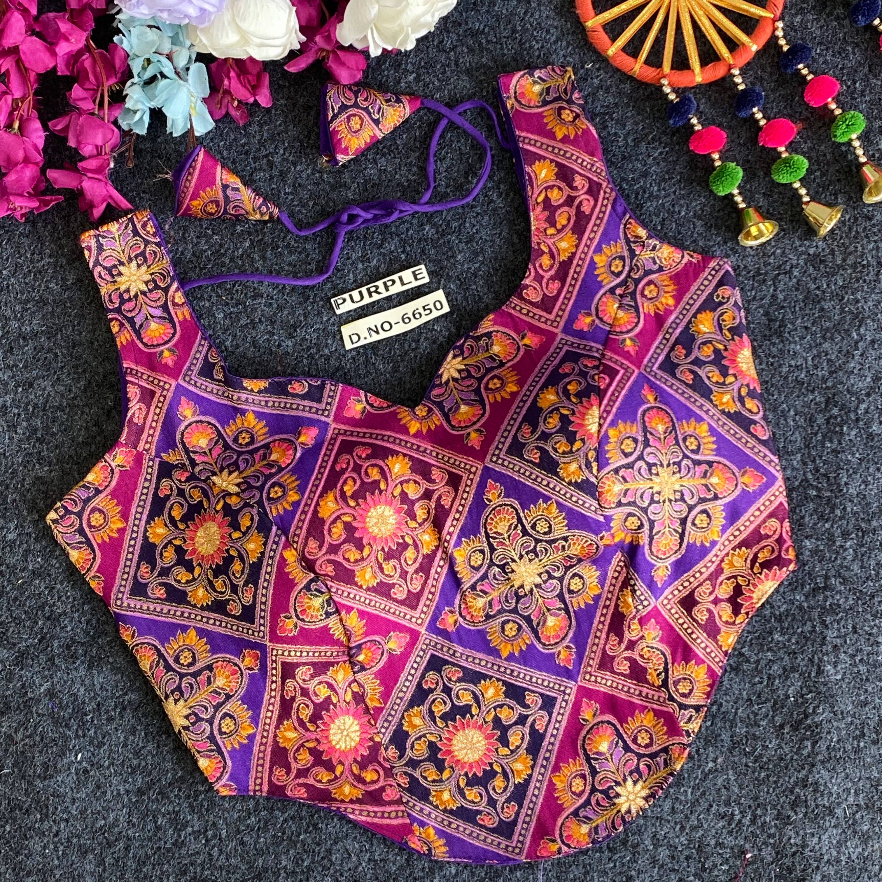 Corset Jacquard Silk Printed Blouse - Des- 6650 – Rani – view 6