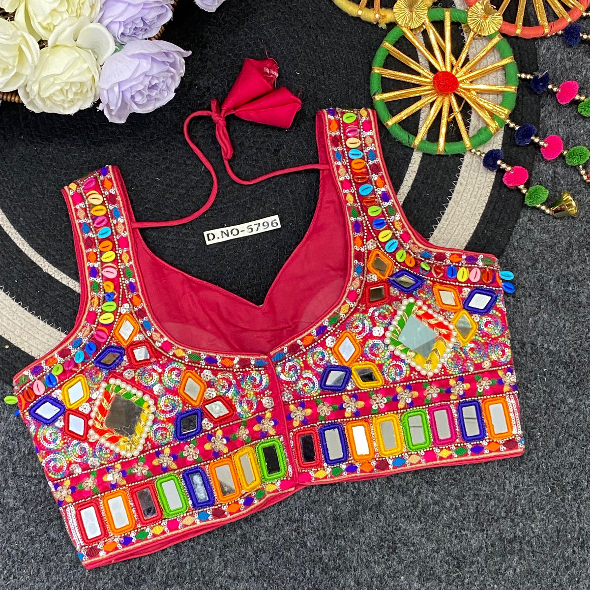 Premium Navratri Heavy Designer Mirror Work Blouse - Des- 6796 – Rani – view 2