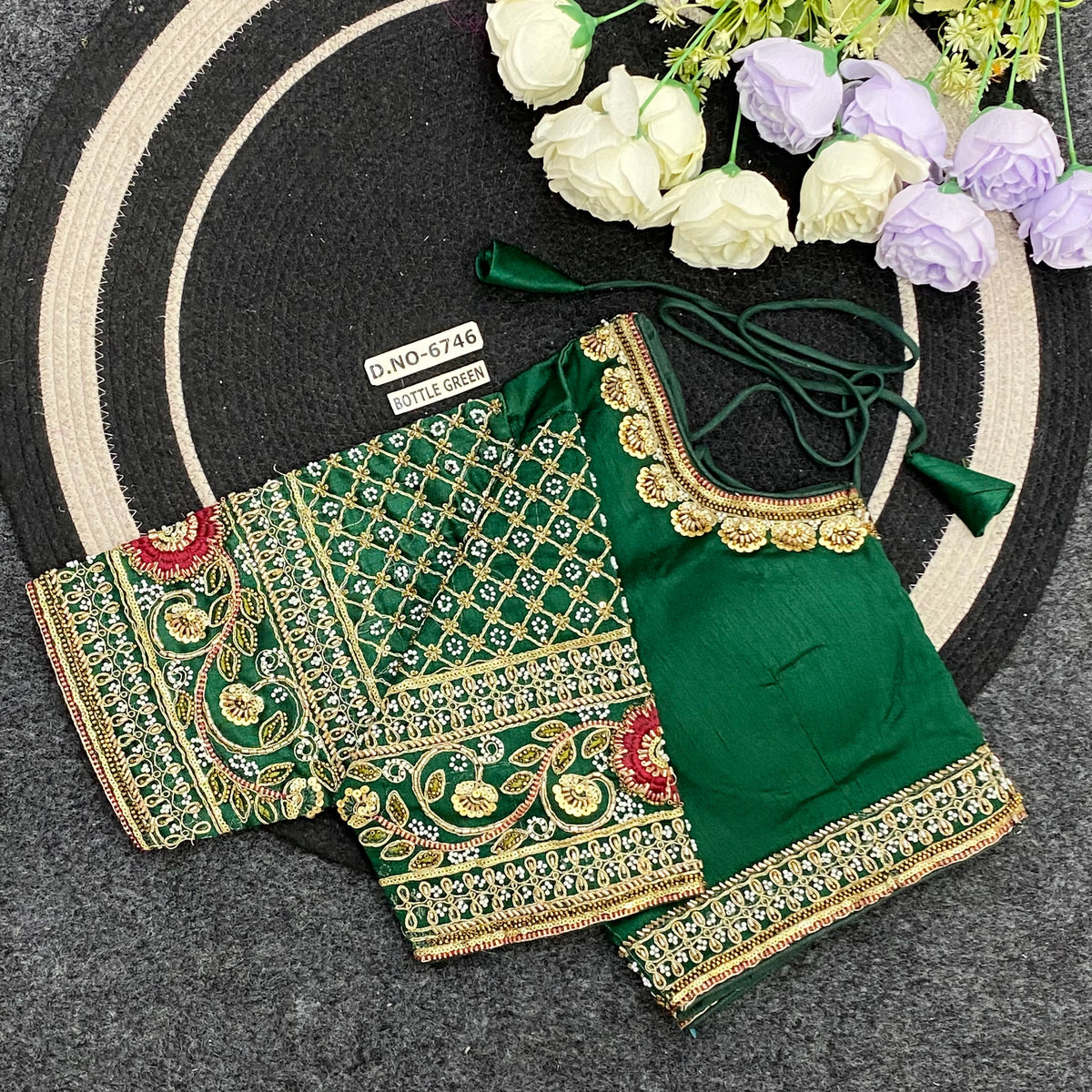 Italian Silk Designer Hand Work Blouse - Des- 6746 – Rani – view 3