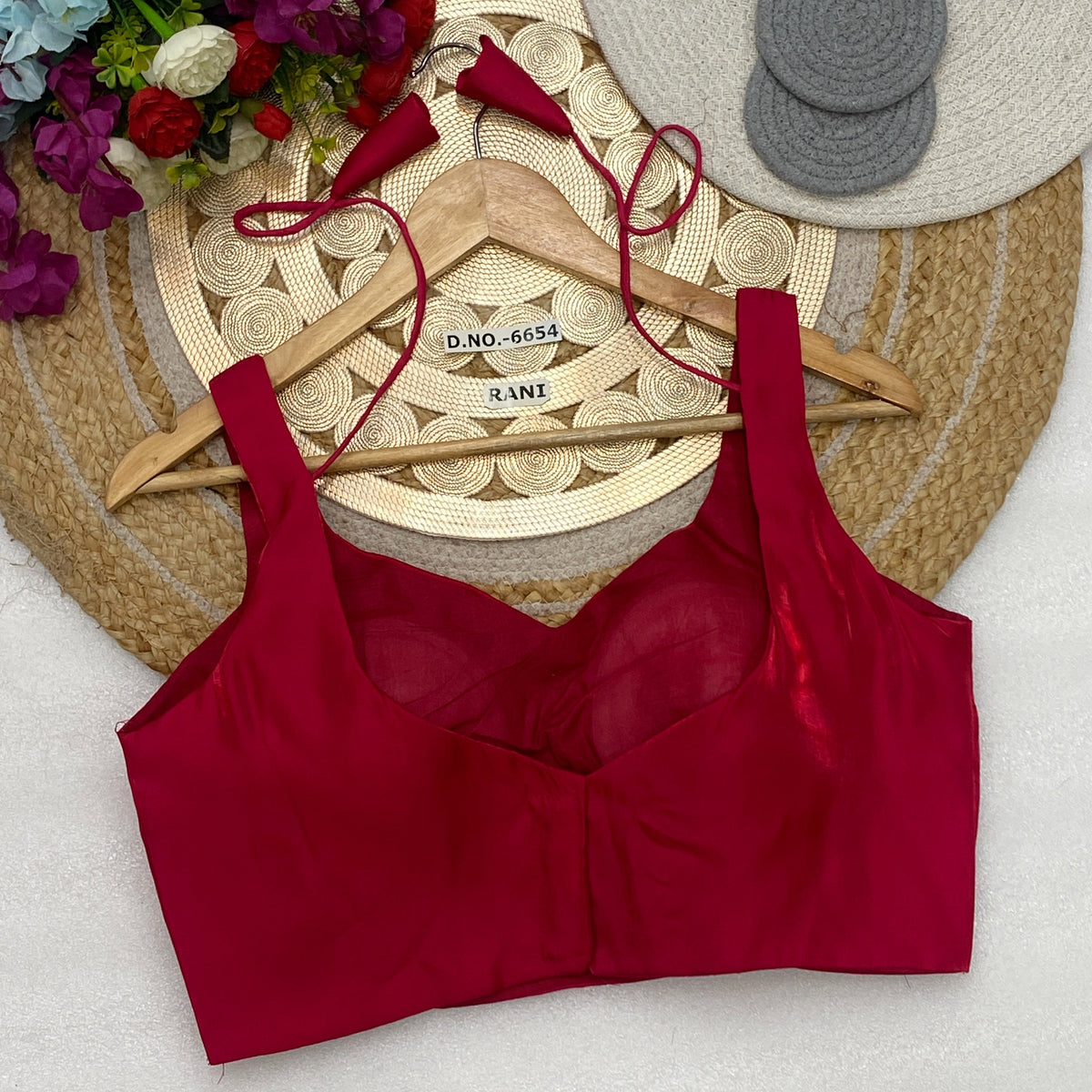 Premium Broad Strap Sleeveless Blouse - Seamless Finish Designer Wear - Des- 6654 – Brown – view 10