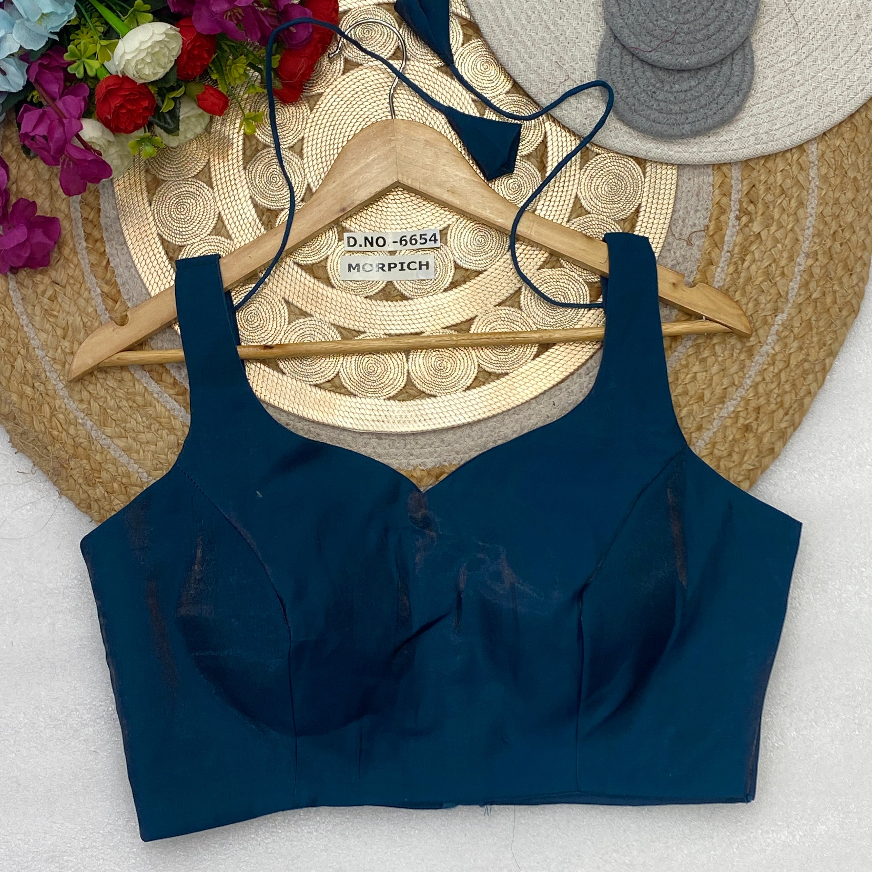 Premium Broad Strap Sleeveless Blouse - Seamless Finish Designer Wear - Des- 6654 – Yellow – view 8