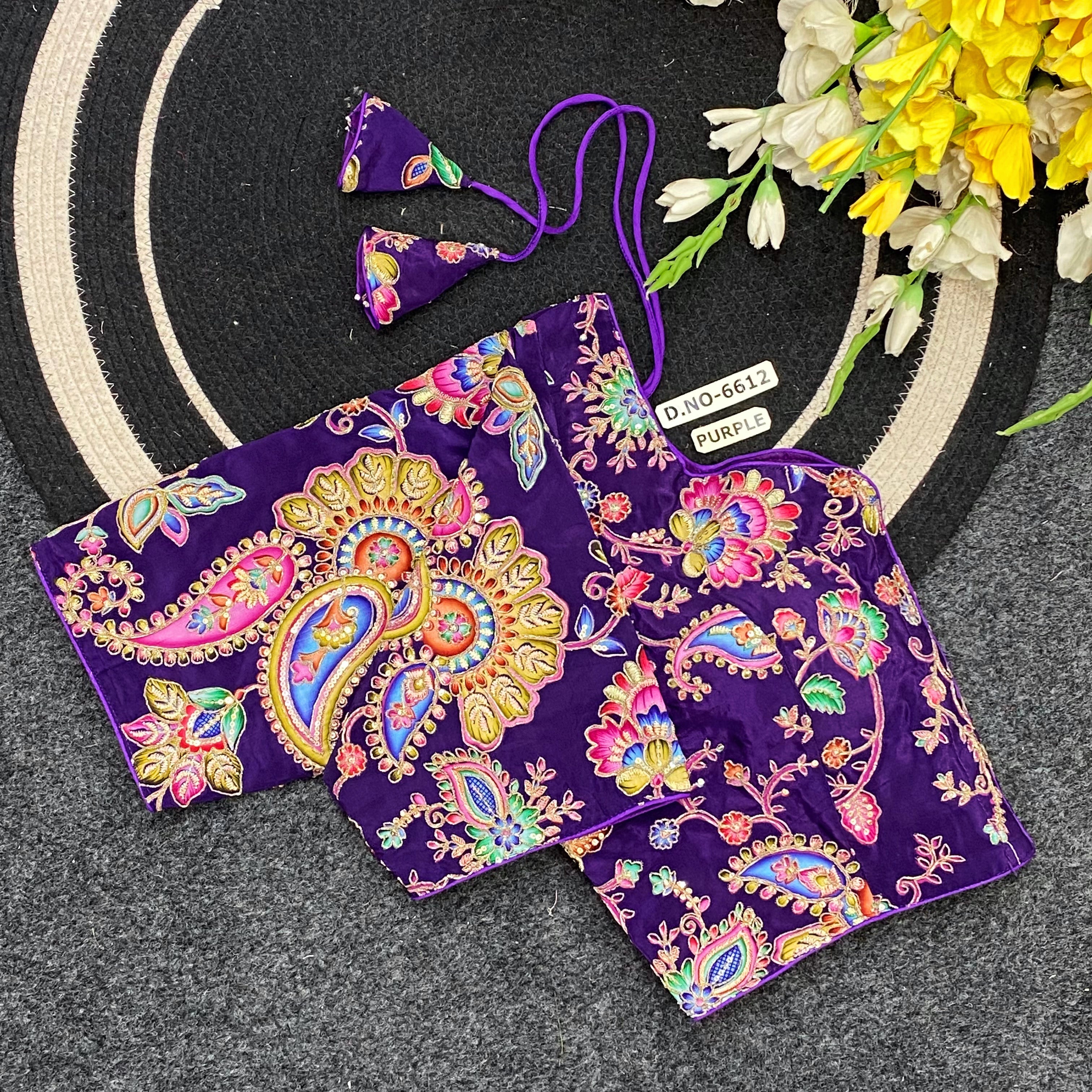 Viscose Crepe Position Print Sweetheart Neck Blouse - Des- 6612 – Mehndi – view 4