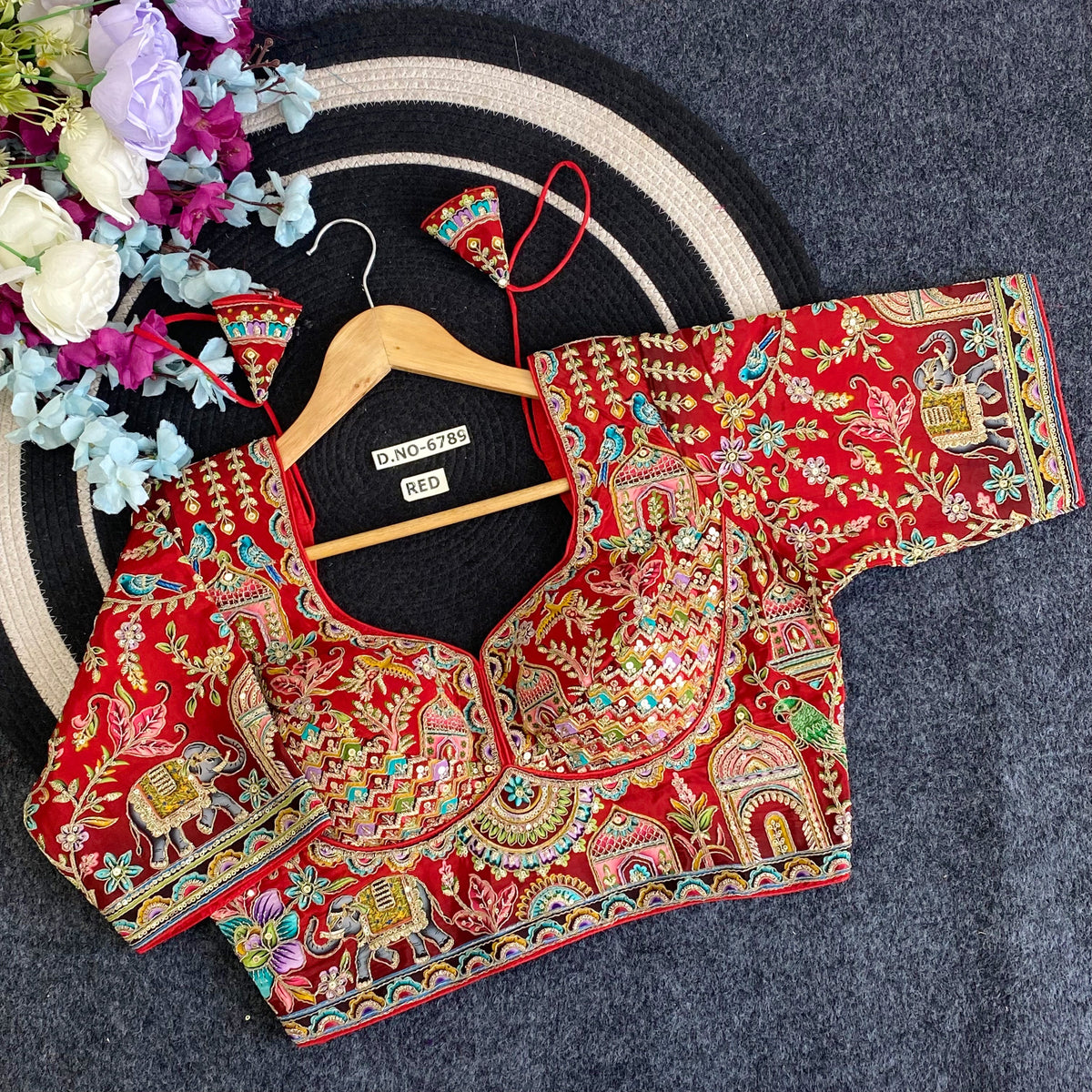 Navratri Viscose Crepe Position Print Blouse - Des- 6789 – Black – view 3