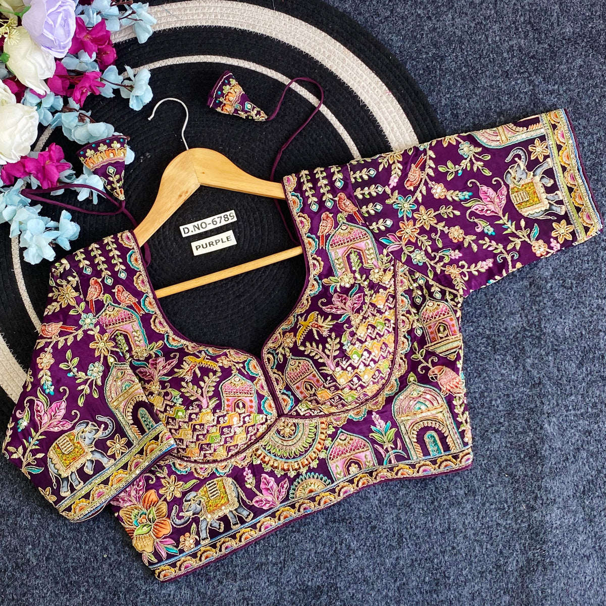 Navratri Viscose Crepe Position Print Blouse - Des- 6789 – Yellow – view 7