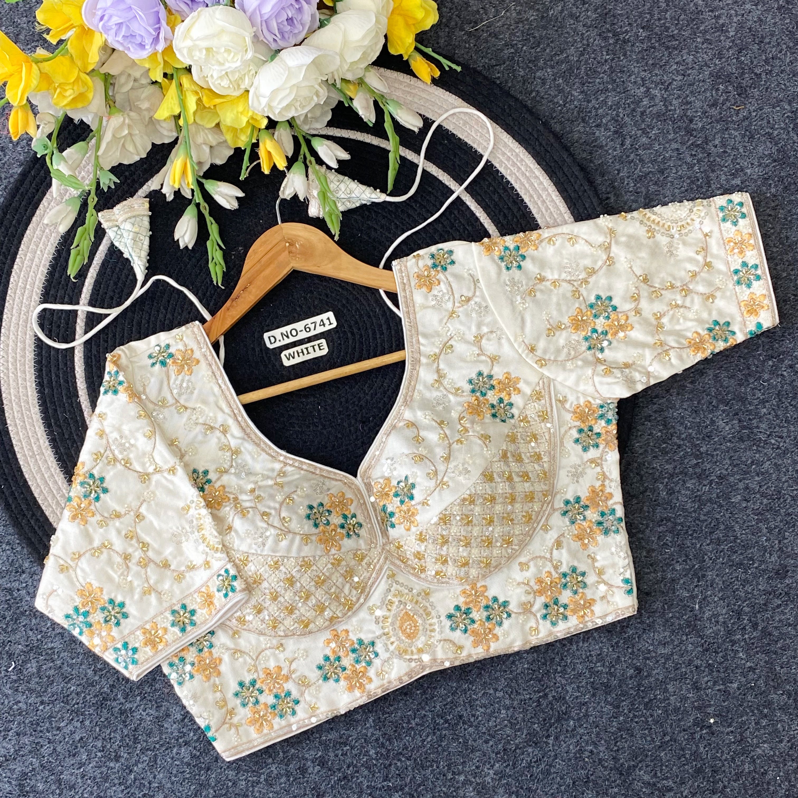 Italian Silk Bridal Blouse - Des- 6741 – Yellow – view 4