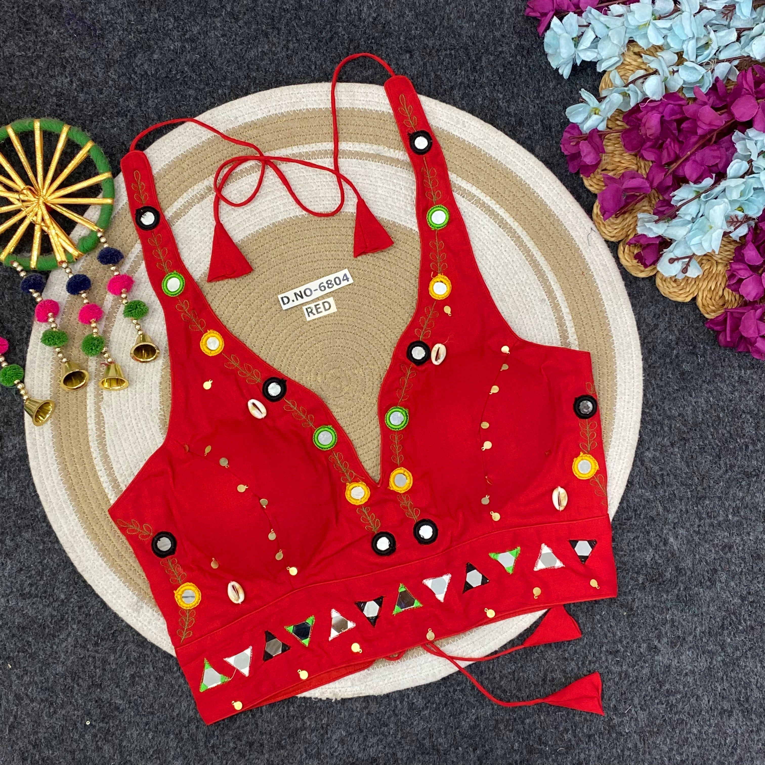 Navratri Mirror work Halter Neck Blouse - Des- 6804 – Rani – view 4