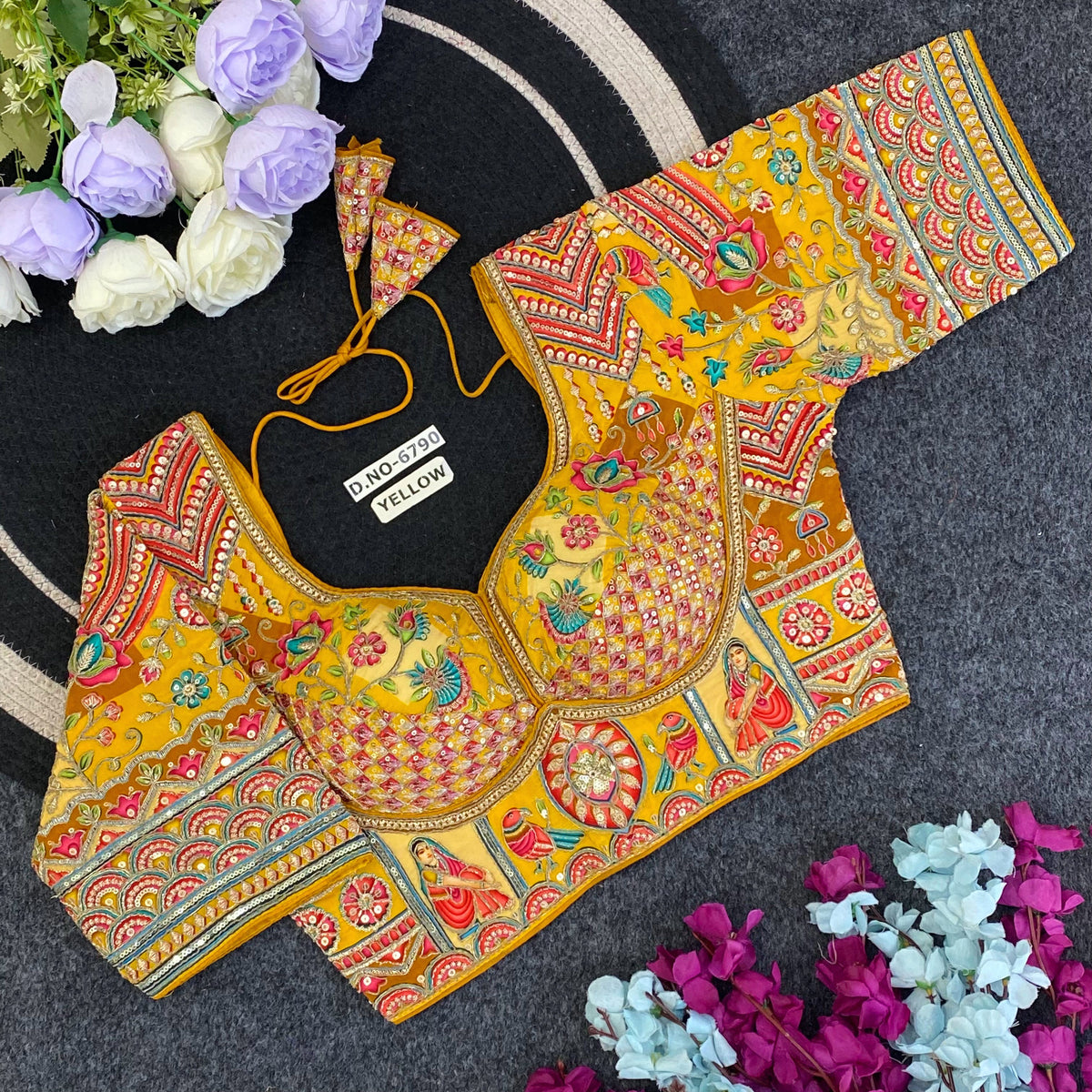 Navratri Viscose Crepe Position Print Blouse - Des- 6790 – Botte Green – view 3