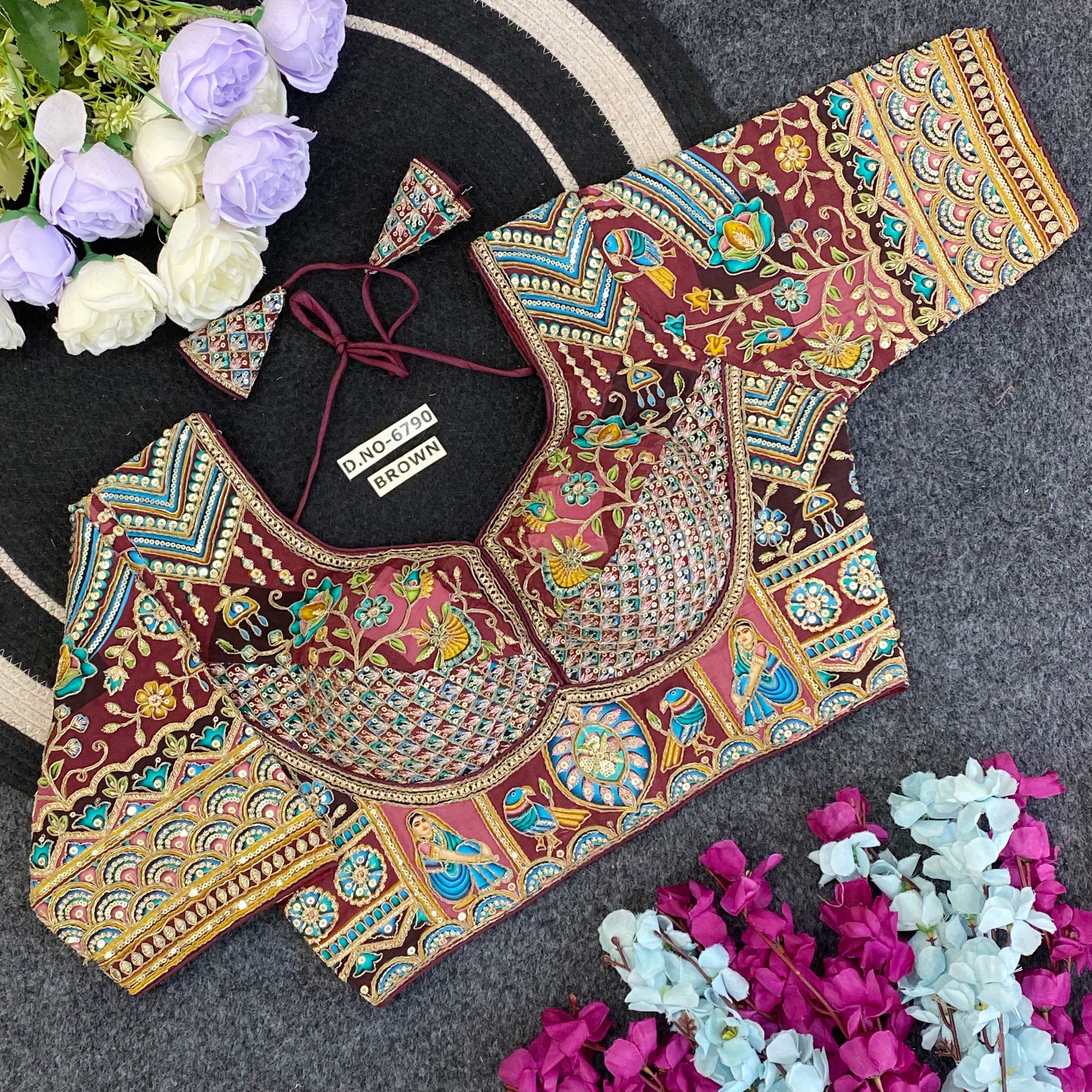Navratri Viscose Crepe Position Print Blouse - Des- 6790 – Rani – view 9