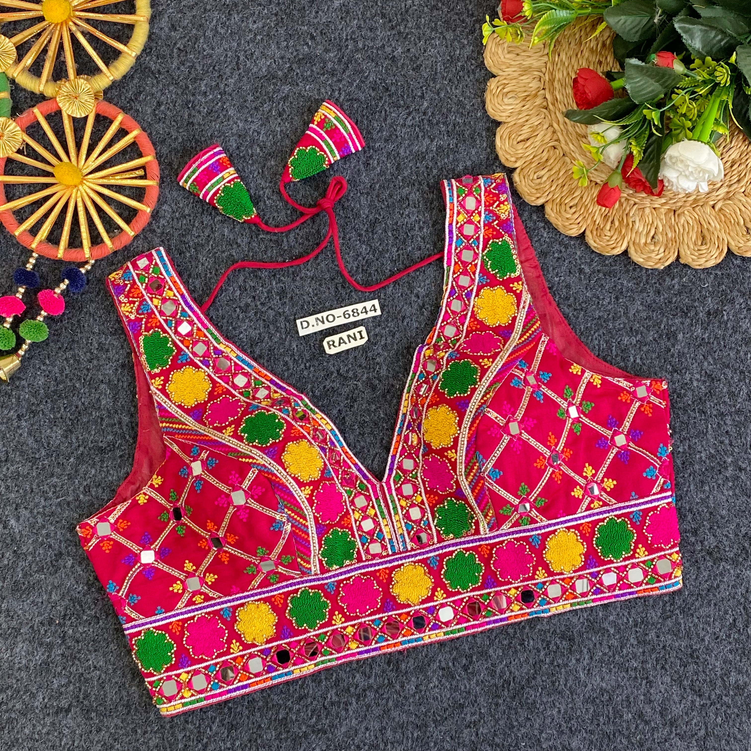 Navratri Special Mirror Handwork Blouse - Des- 6844 – Red – view 4