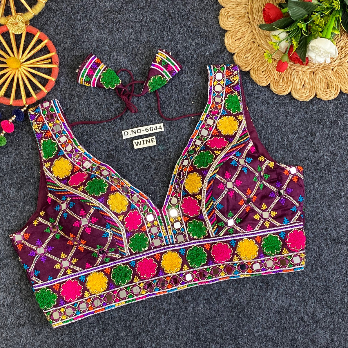 Navratri Special Mirror Handwork Blouse - Des- 6844 – Dust Tone – view 6