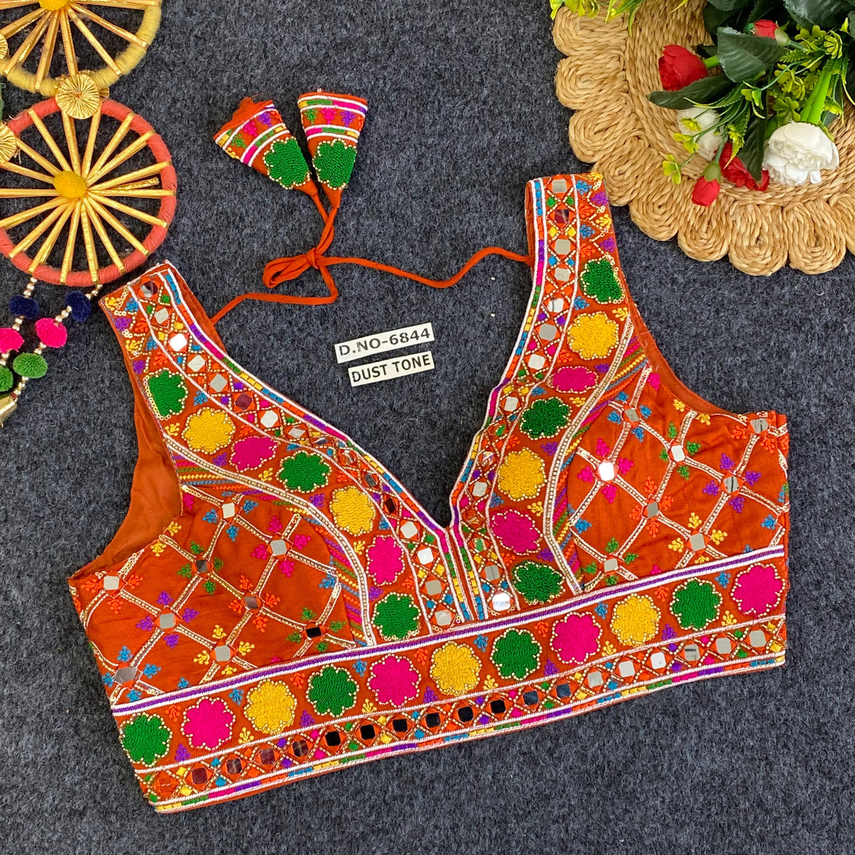 Navratri Special Mirror Handwork Blouse - Des- 6844 – Maroon – view 7
