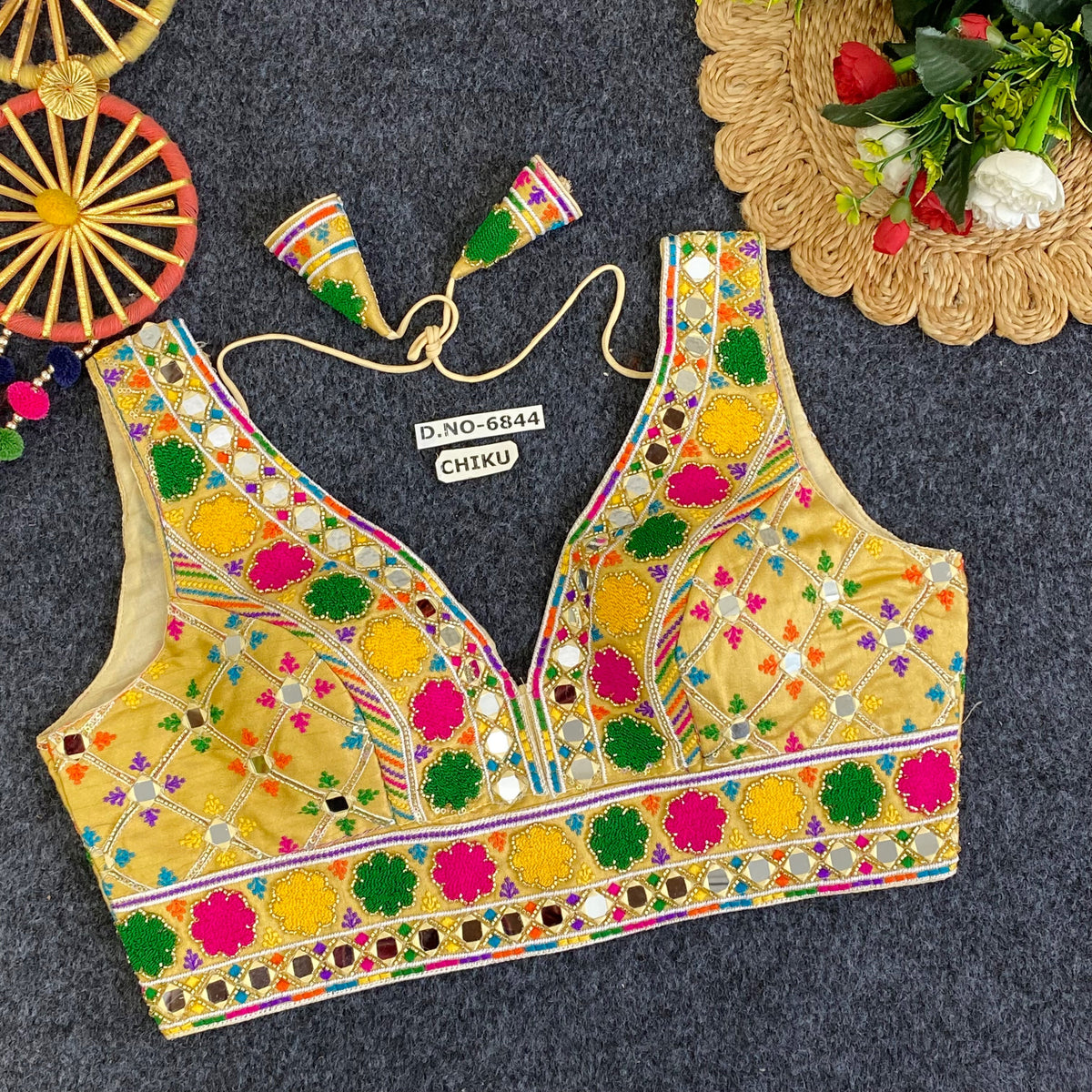 Navratri Special Mirror Handwork Blouse - Des- 6844 – Botte Green – view 9
