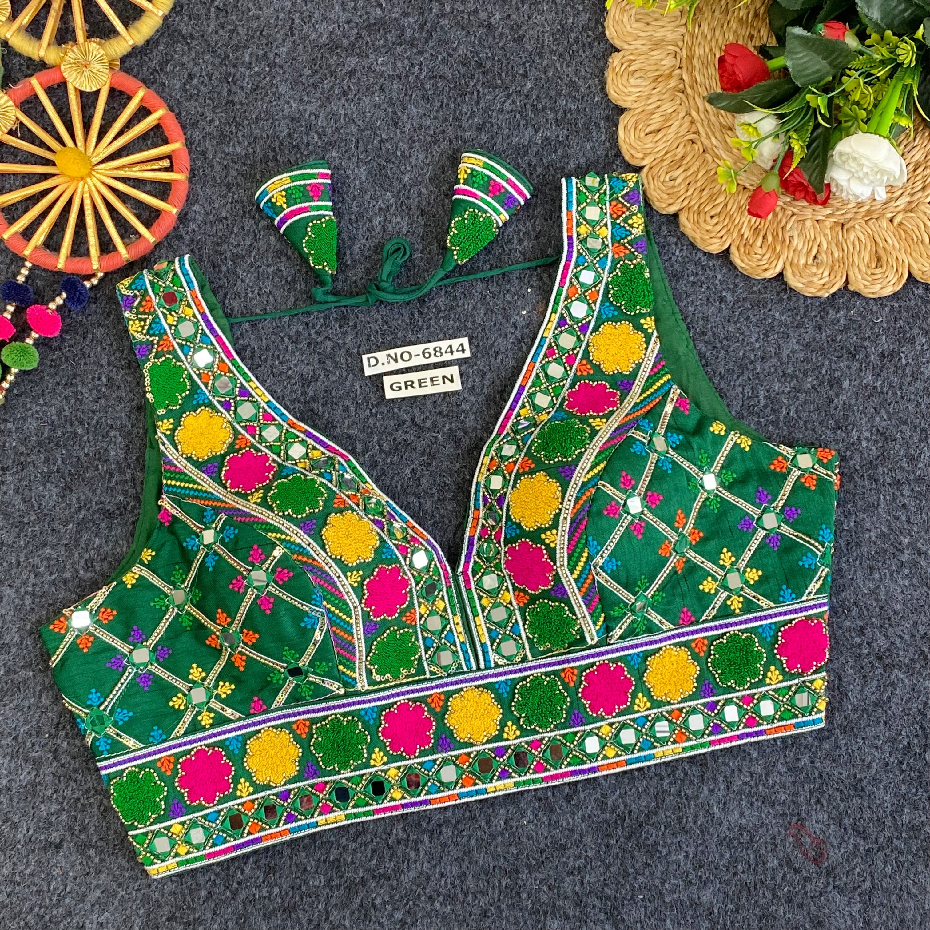 Navratri Special Mirror Handwork Blouse - Des- 6844 – Black – view 11