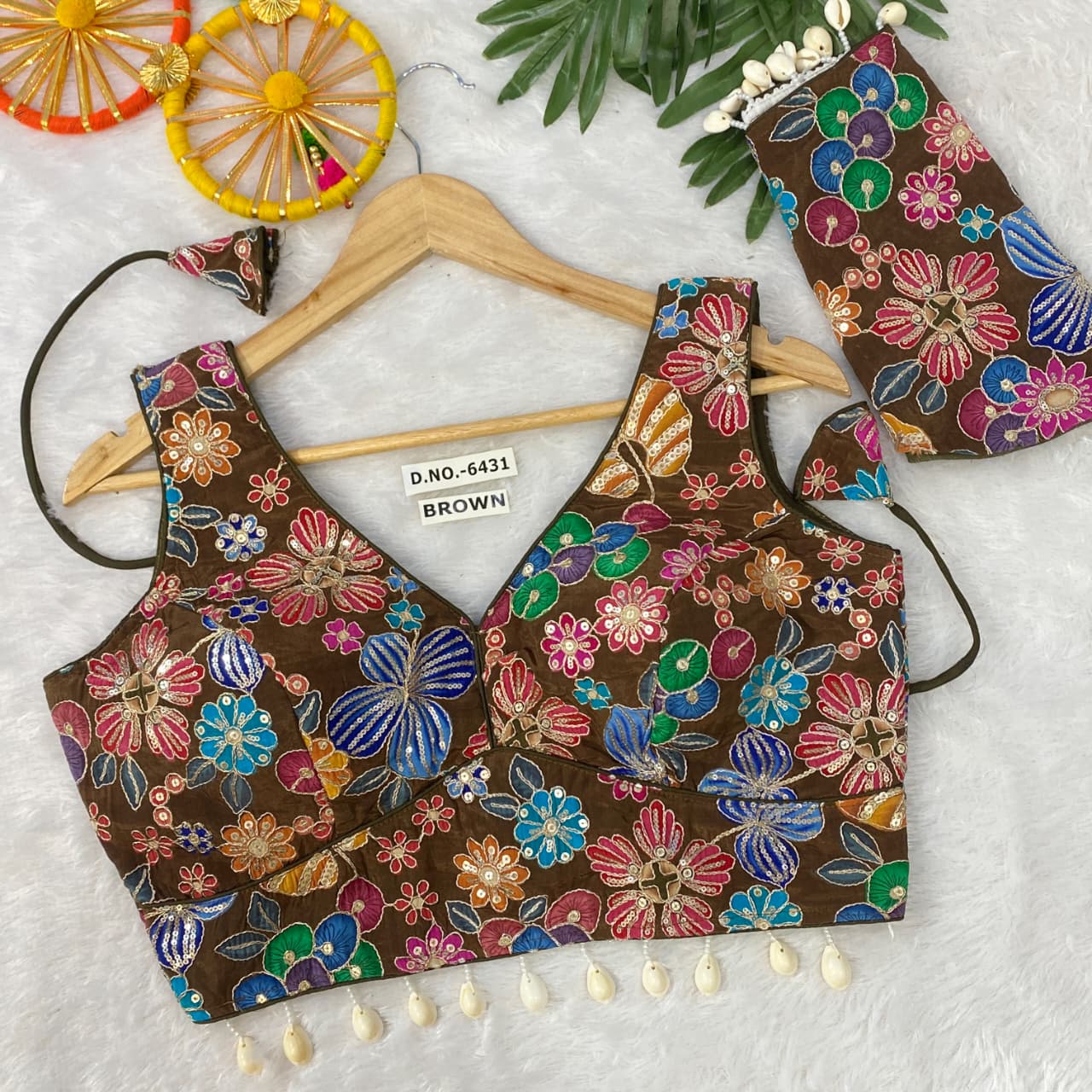 Navratri Viscose Crepe Position Print Blouse - Des- 6431 – Blue – view 7
