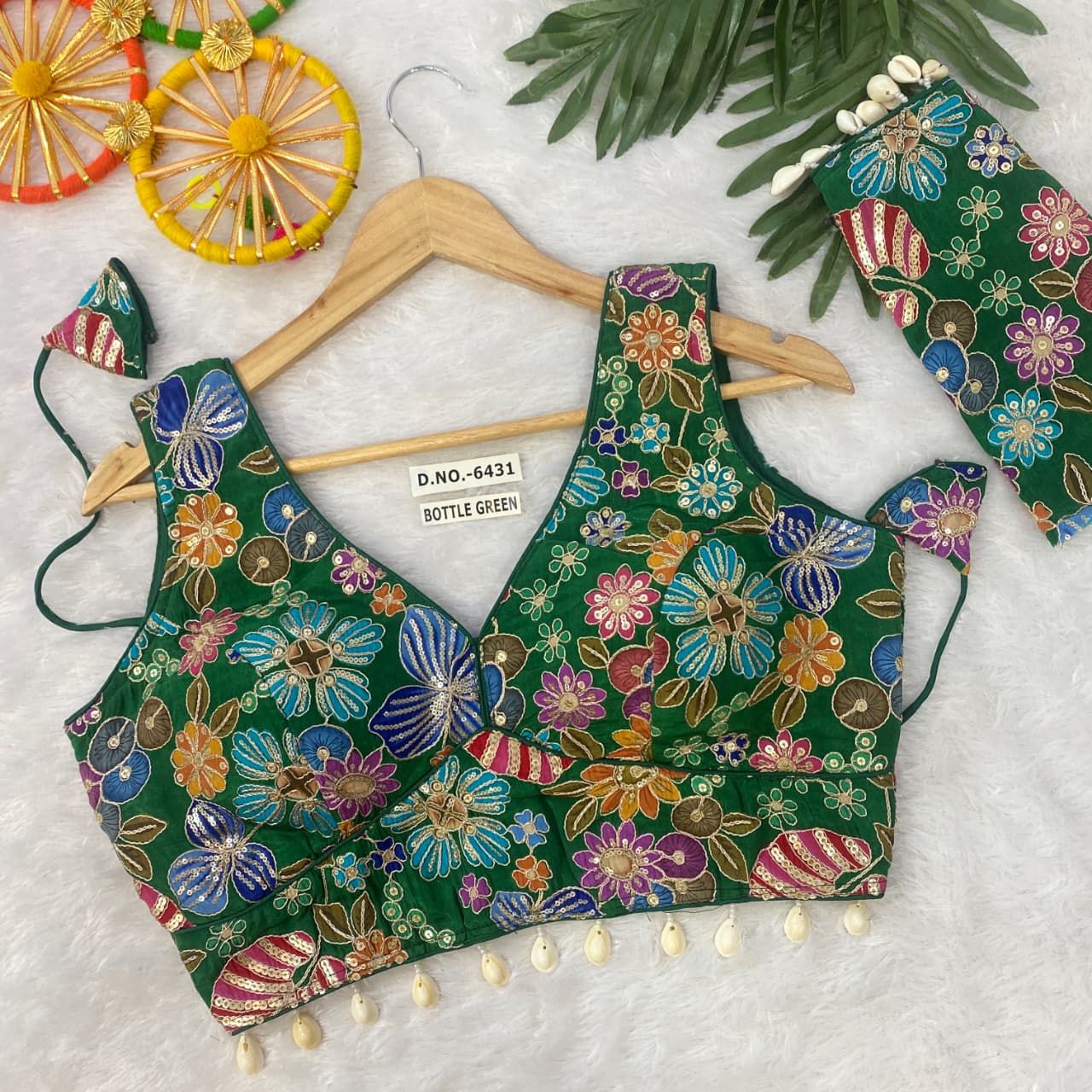 Navratri Viscose Crepe Position Print Blouse - Des- 6431 – Mustard – view 11