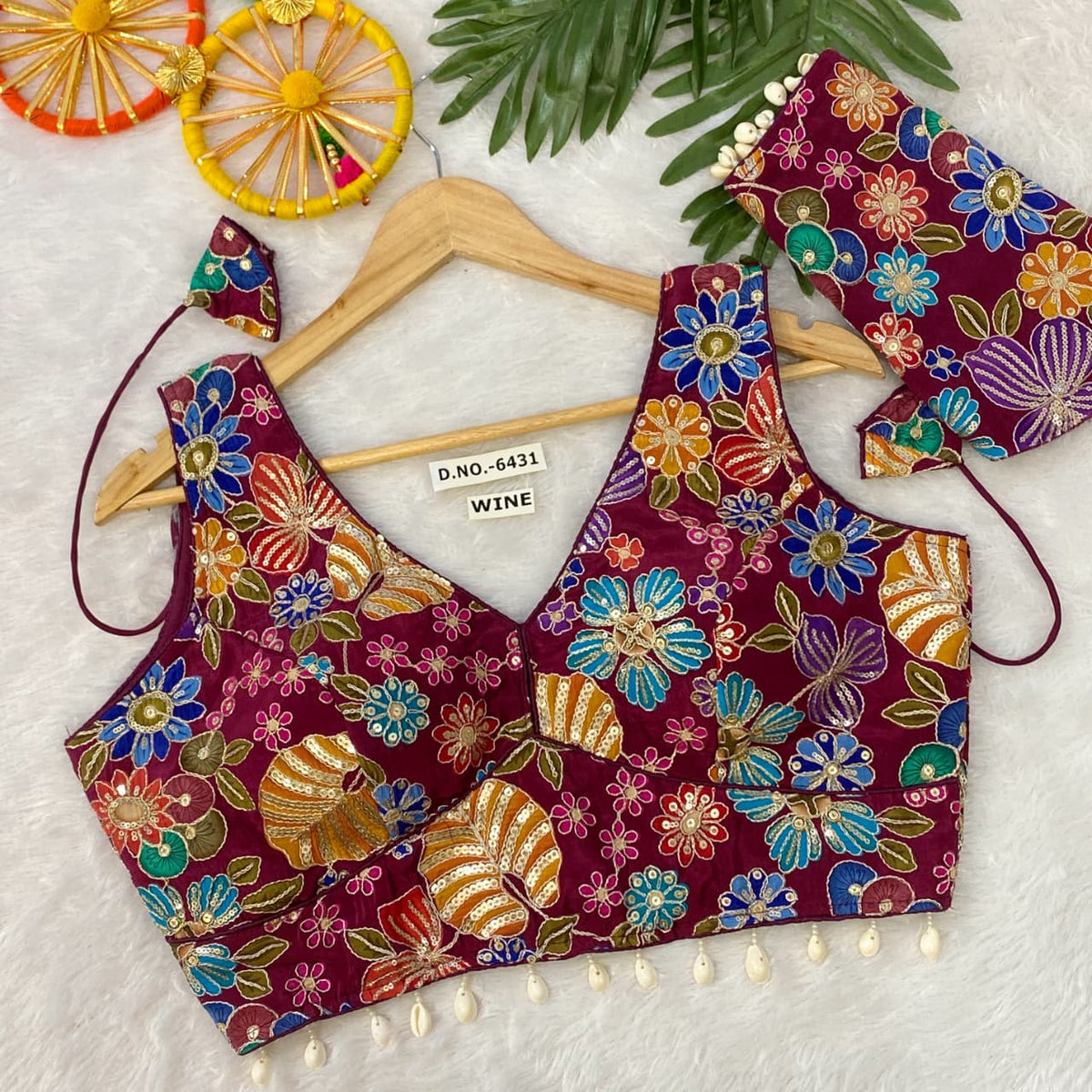 Navratri Viscose Crepe Position Print Blouse - Des- 6431 – Maroon – view 4