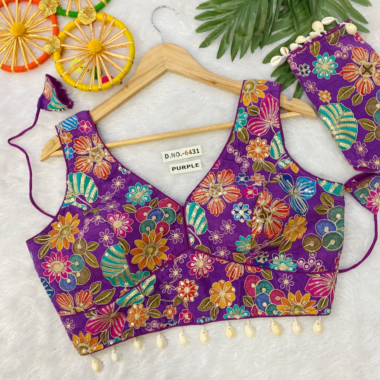 Navratri Viscose Crepe Position Print Blouse - Des- 6431 – Lavender – view 8