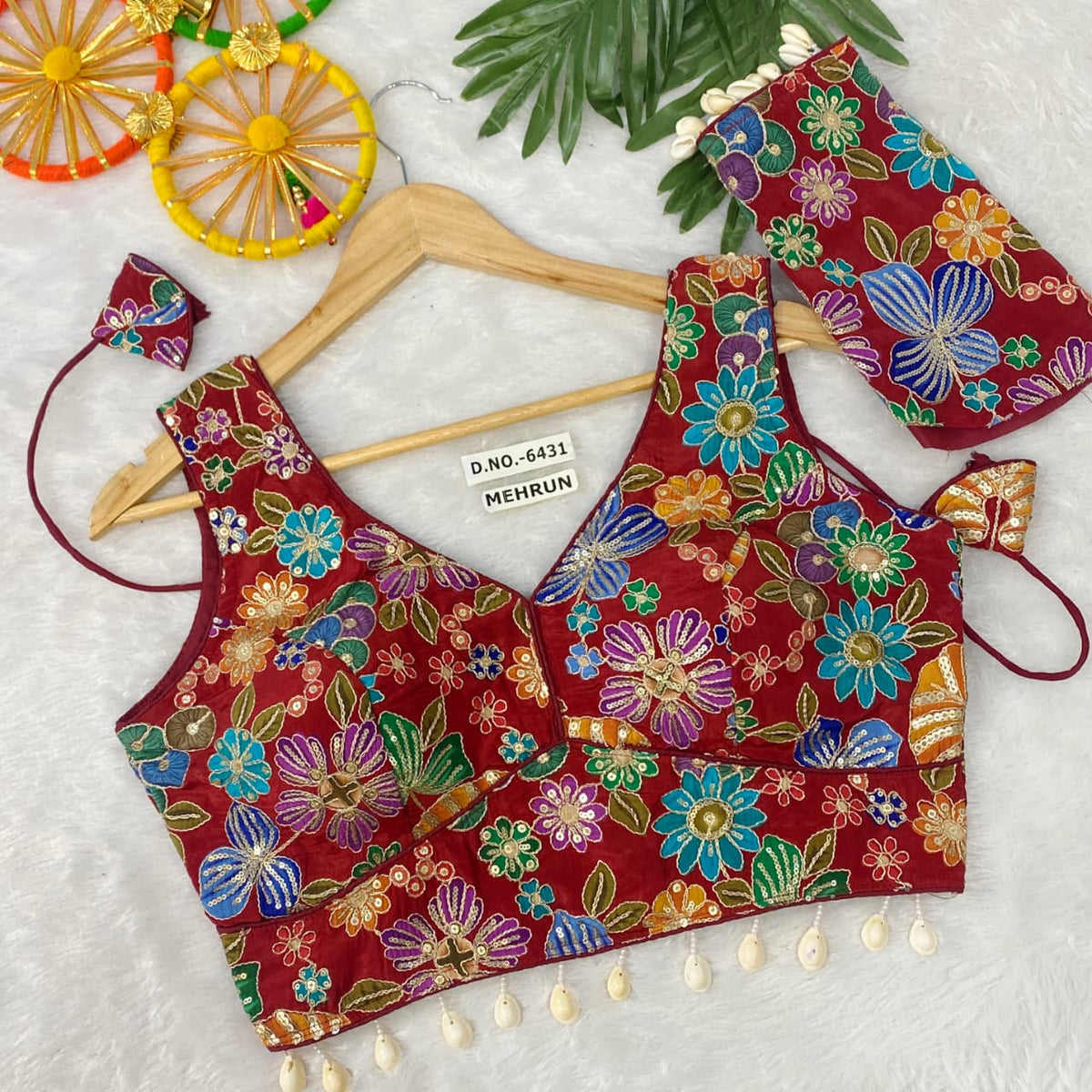 Navratri Viscose Crepe Position Print Blouse - Des- 6431 – Purple – view 6