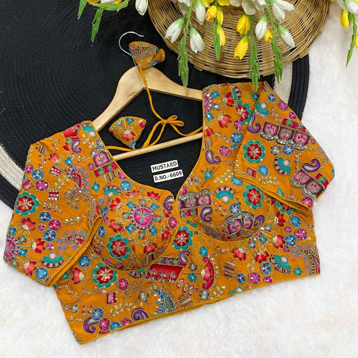 Viscose Crepe Position Print Party Blouse - Des- 6609 – Dust Tone – view 4