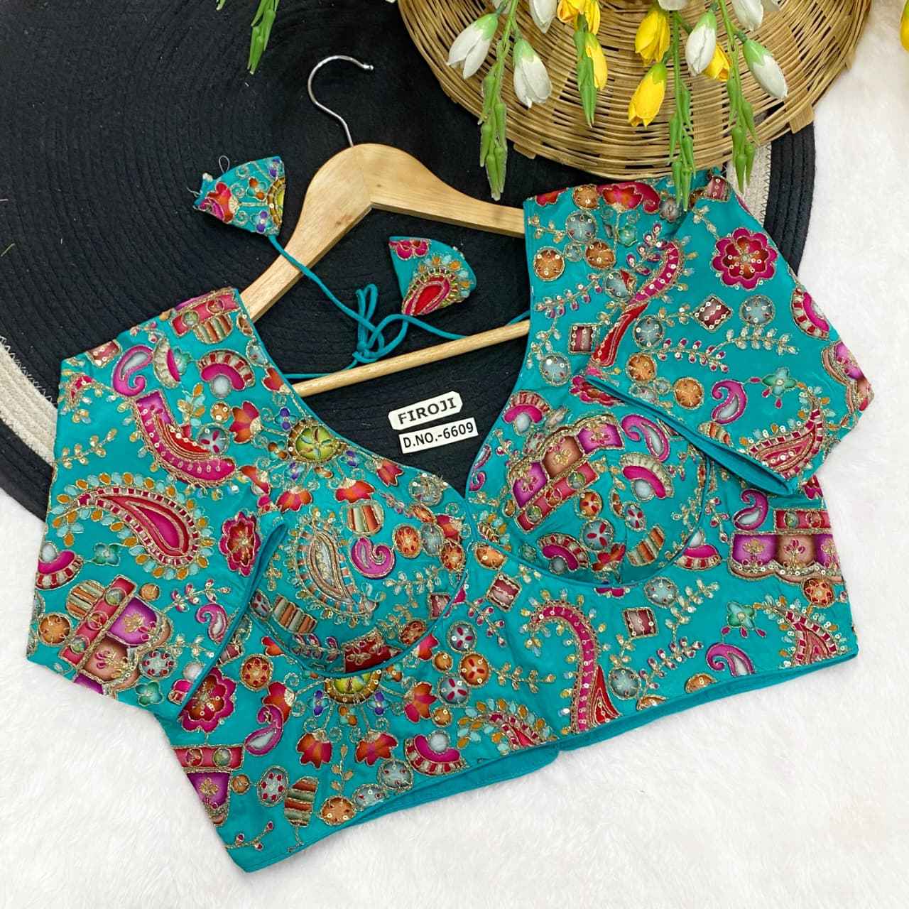 Viscose Crepe Position Print Party Blouse - Des- 6609 – Rama – view 2