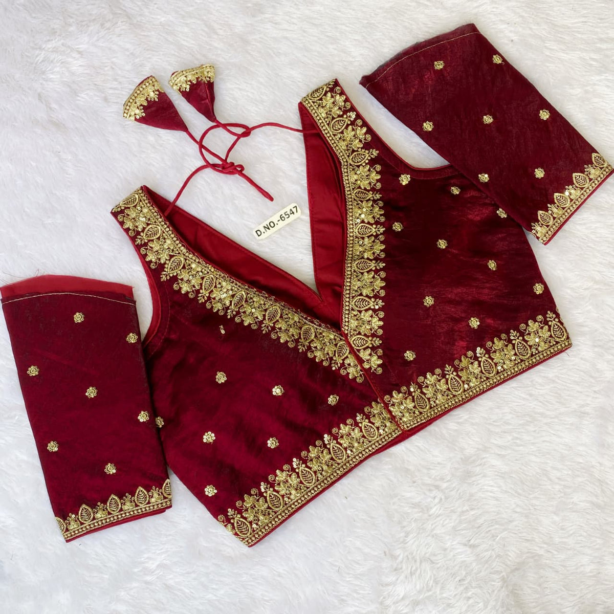 Silk Embroidered Designer Blouse - Des- 6547 – Rose – view 5