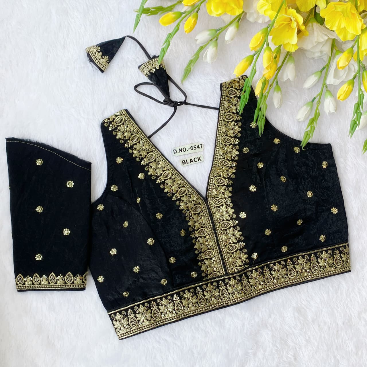 Silk Embroidered Designer Blouse - Des- 6547 – Wine – view 3