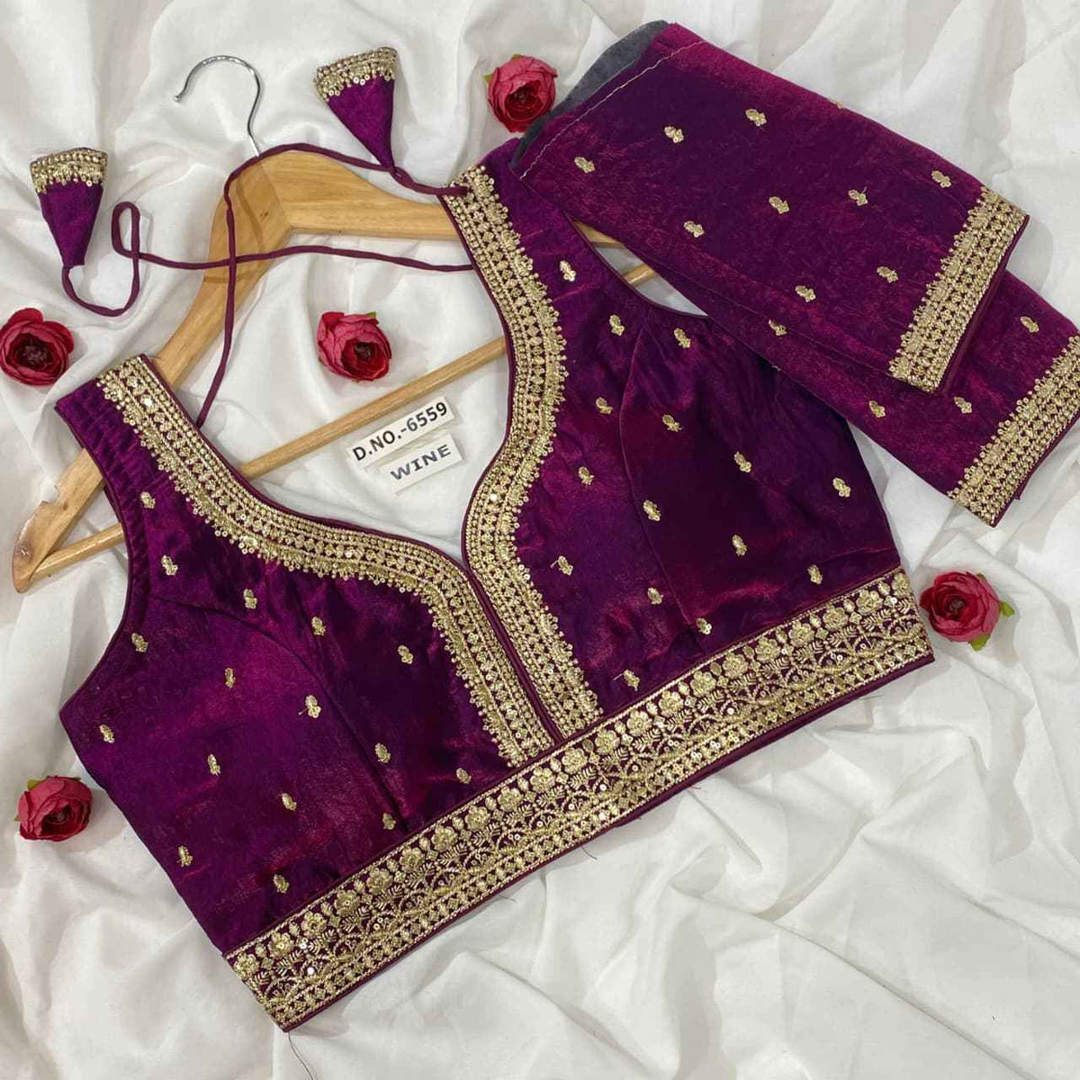 Fendy Silk Embroidered Blouse - Des- 6559 – Purple – view 2