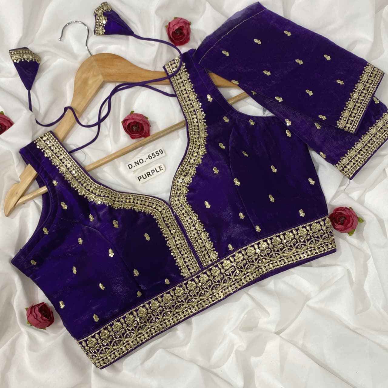 Fendy Silk Embroidered Blouse - Des- 6559 – Black – view 6